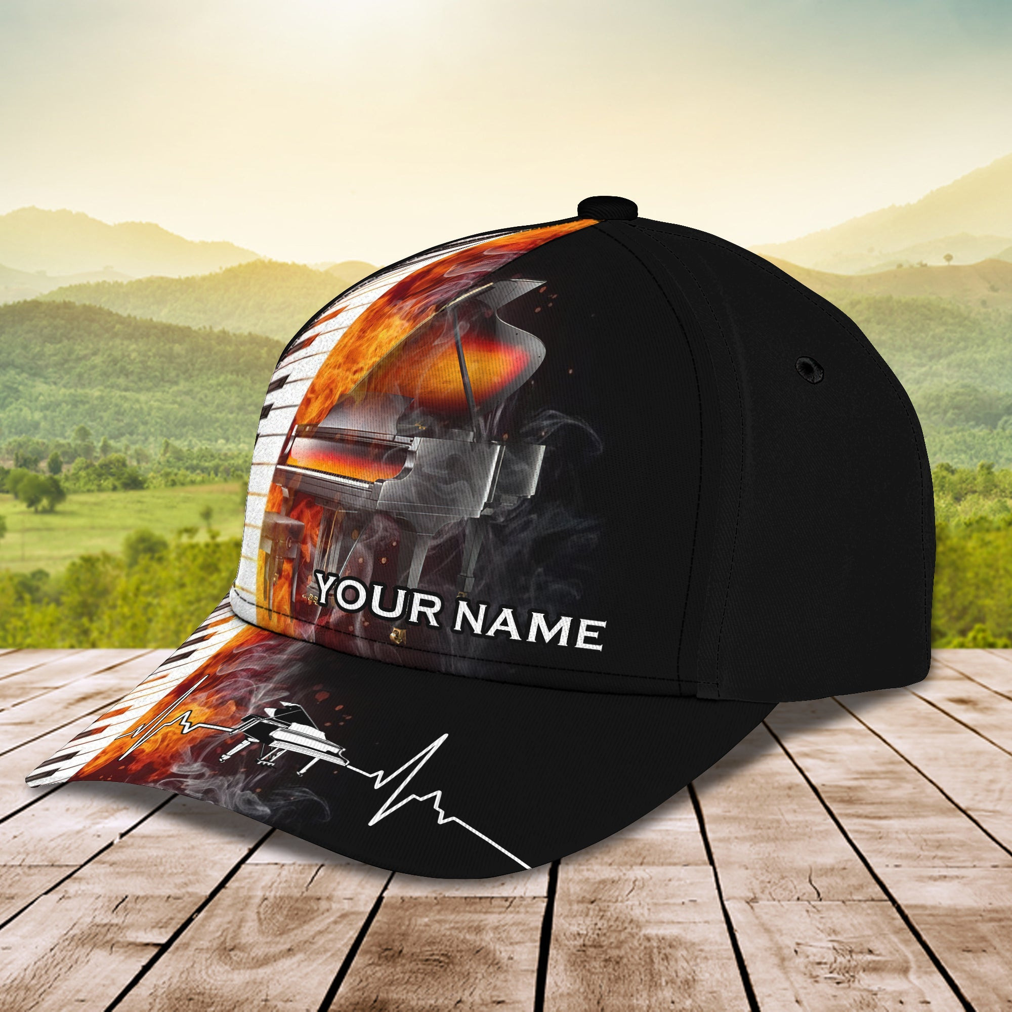 Custom Classic Piano Cap - Personalized Name  - Perfect Gift Trucker Hats Custom Hats Gifts For Men & Women