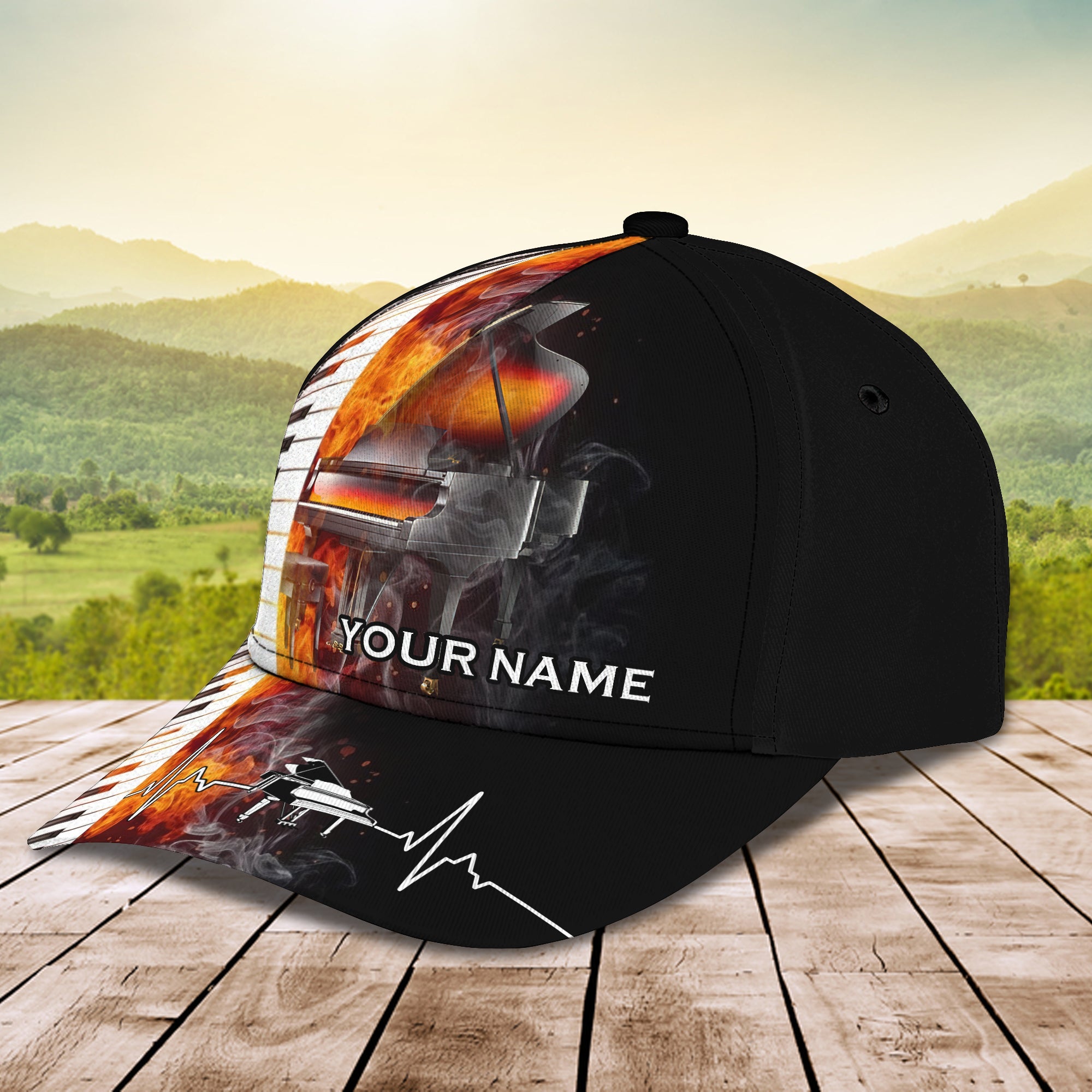 Custom Classic Piano Cap - Personalized Name  - Perfect Gift Trucker Hats Custom Hats Gifts For Men & Women