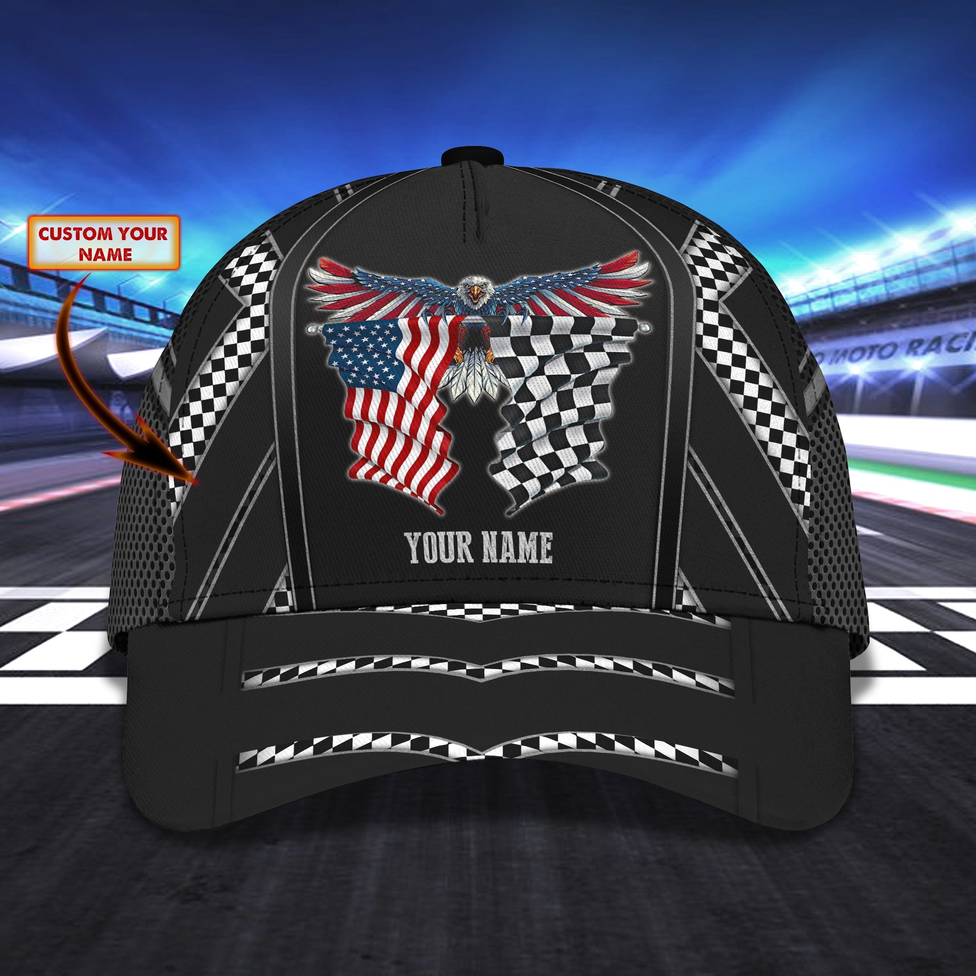Custom Classic Racing Cap - Personalized Name Trucker Hats Custom Hats Gifts For Men & Women