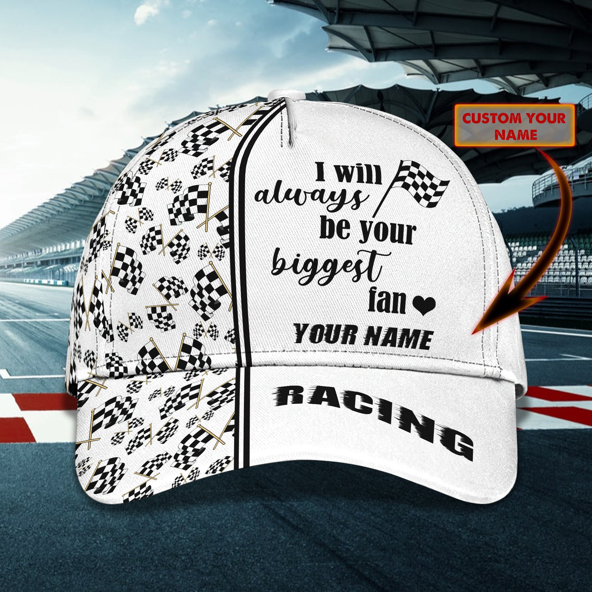 Custom Classic Racing Cap - Personalized Name Trucker Hats Custom Hats Gifts For Men & Women