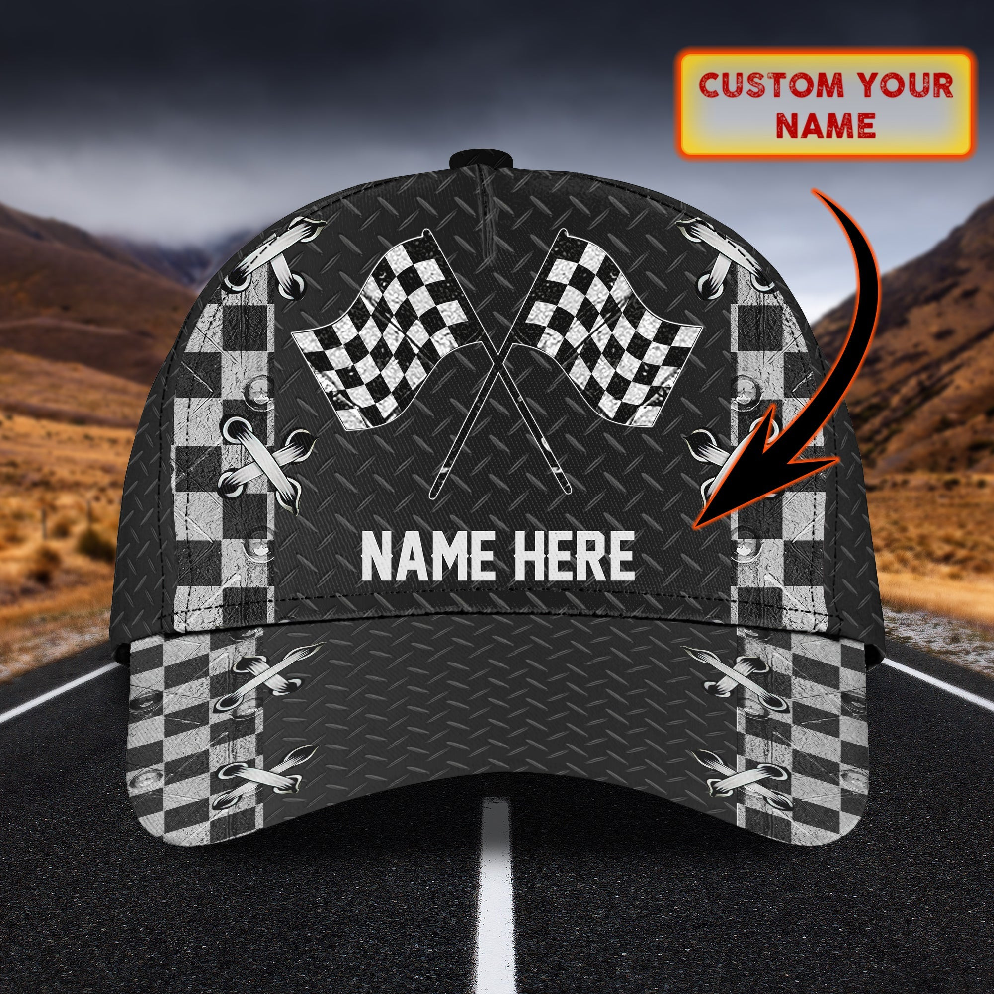 Custom Classic Racing Cap - Personalized Name  Cap Trucker Hats Custom Hats Gifts For Men & Women