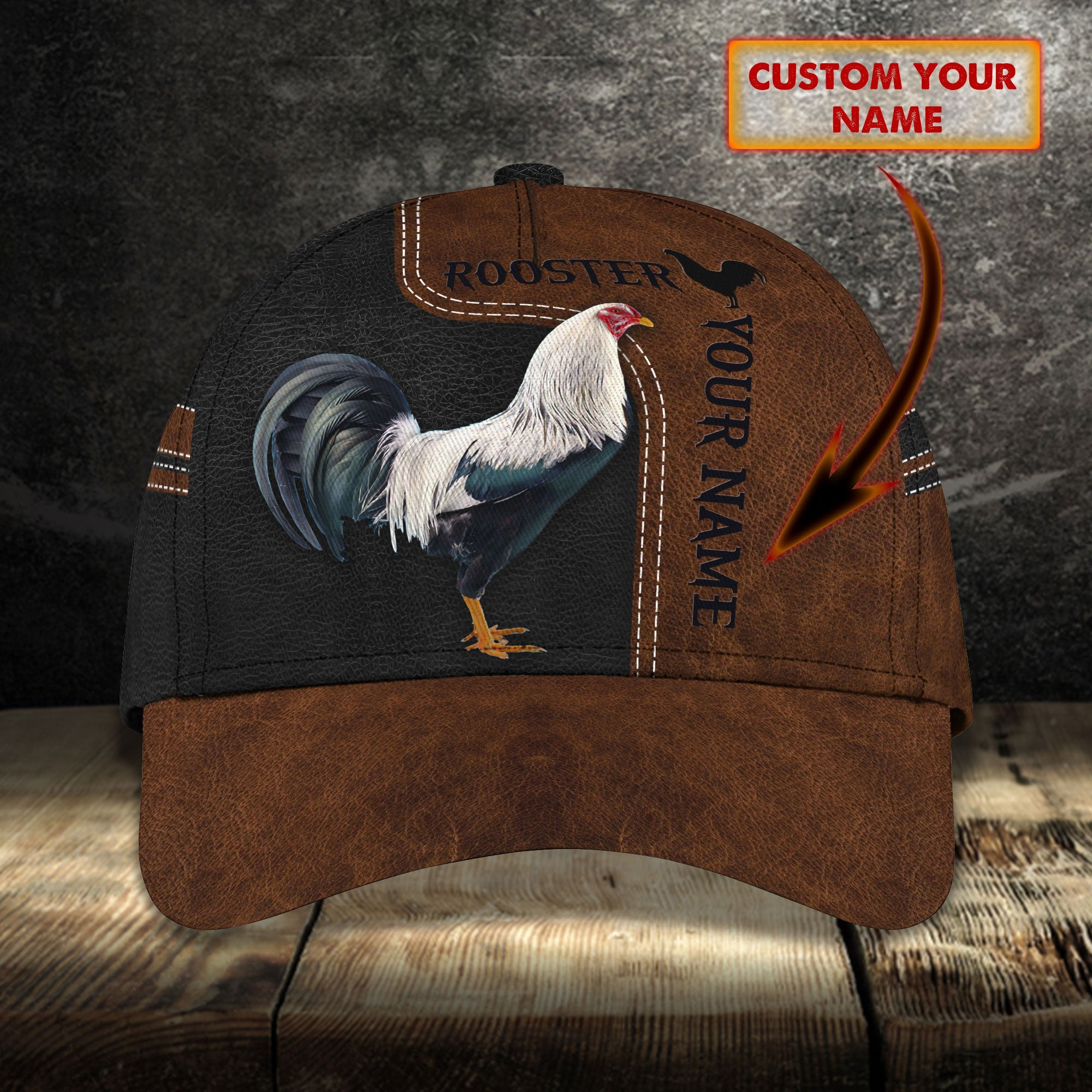 Custom Classic Rooster Cap - Personalized Name Trucker Hats Custom Hats Gifts For Men & Women