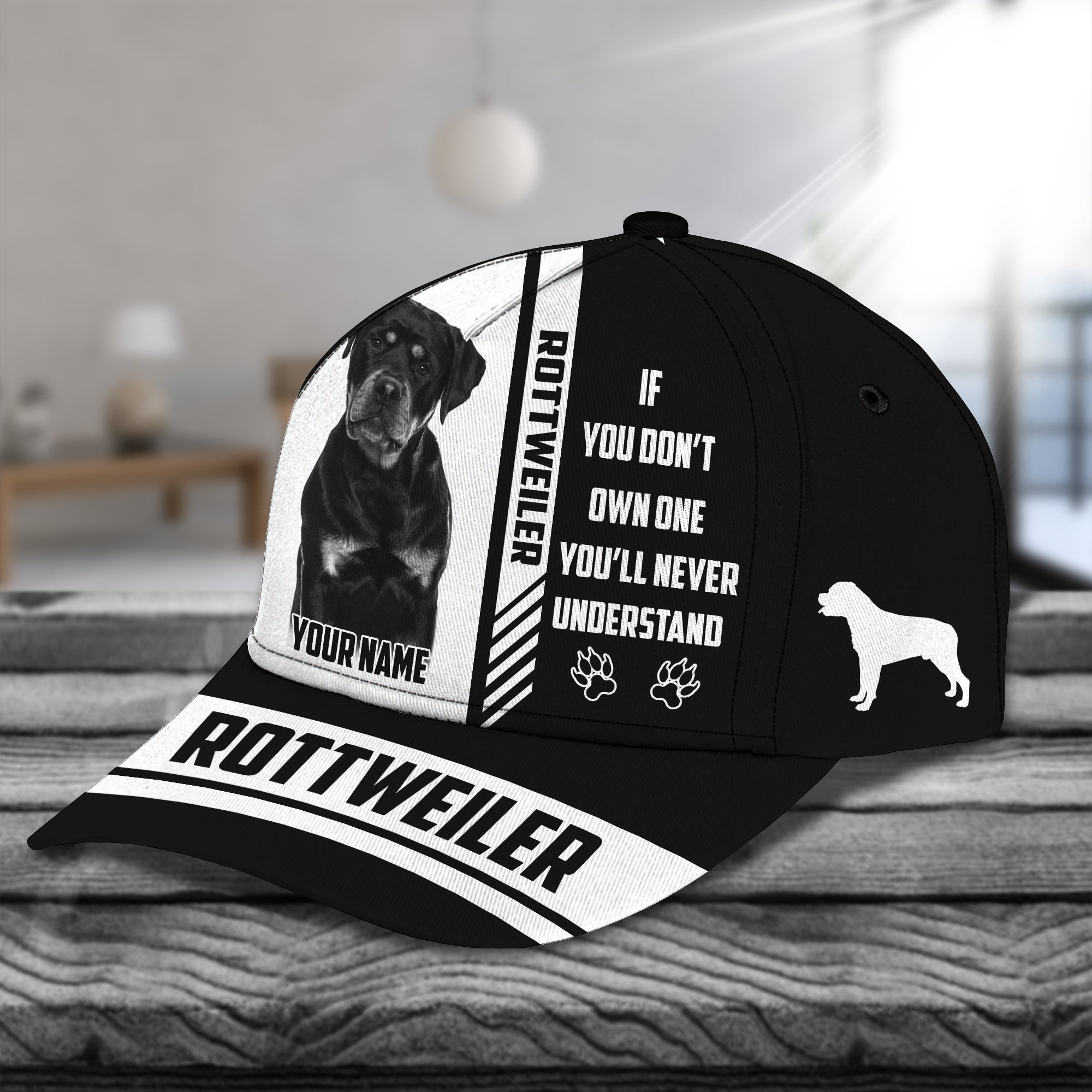 Custom Classic Rottweiler Name Cap Trucker Hats Custom Hats Gifts For Men & Women