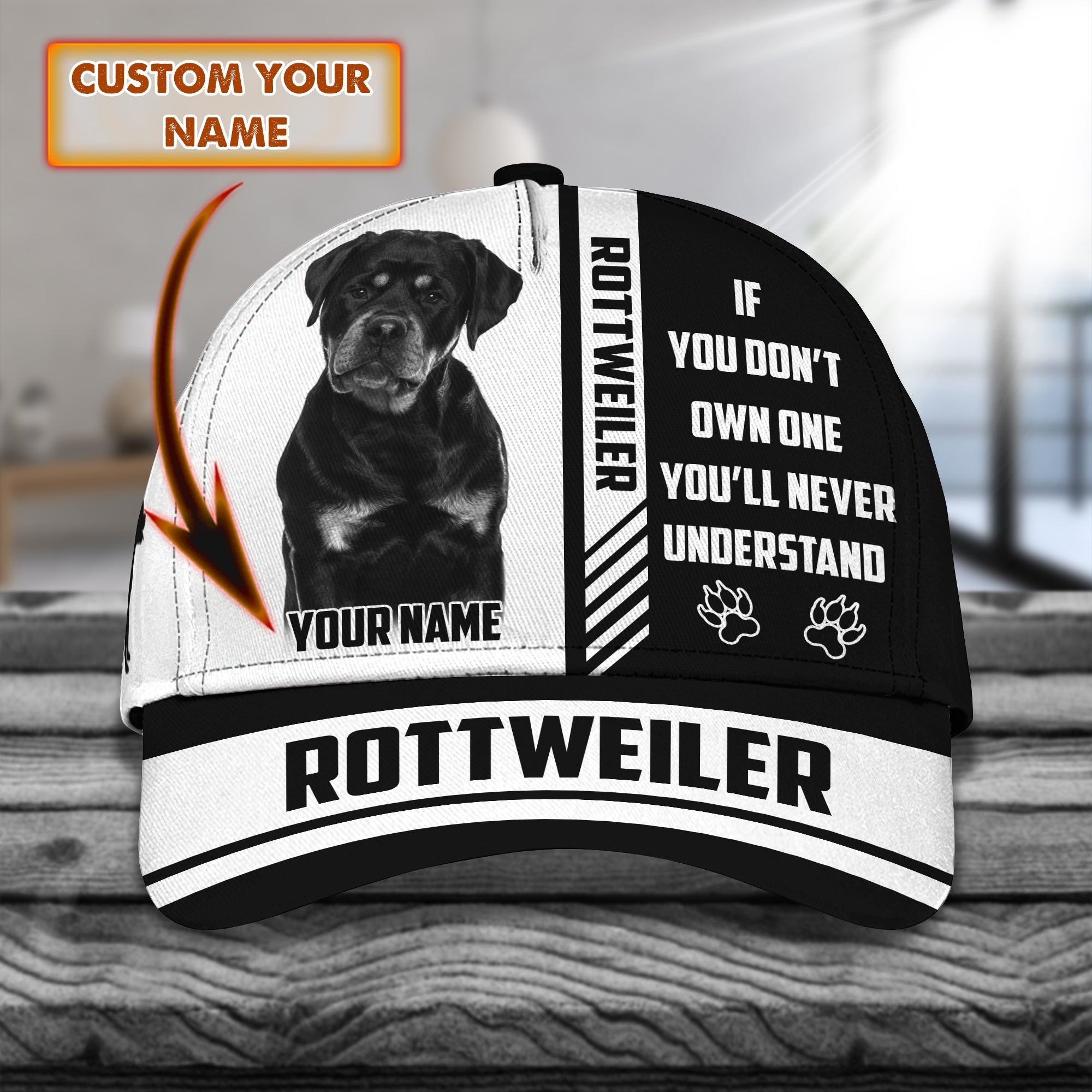 Custom Classic Rottweiler Name Cap Trucker Hats Custom Hats Gifts For Men & Women