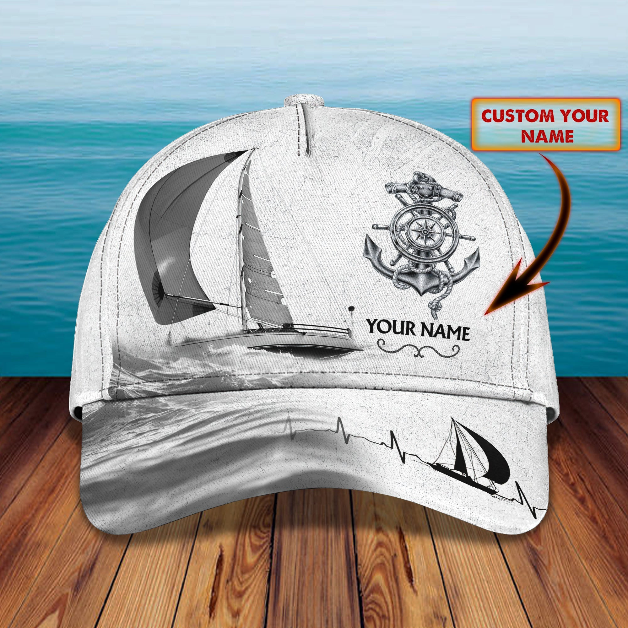 Custom Classic Sailing Cap - Personalized Name Trucker Hats Custom Hats Gifts For Men & Women