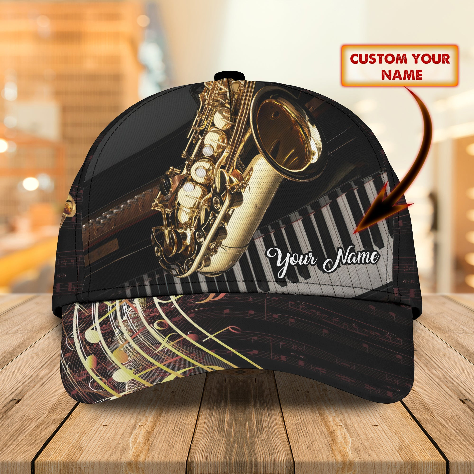 Custom Classic Saxophone Personalized Name Cap Trucker Hats Custom Hats Gifts For Men & Women