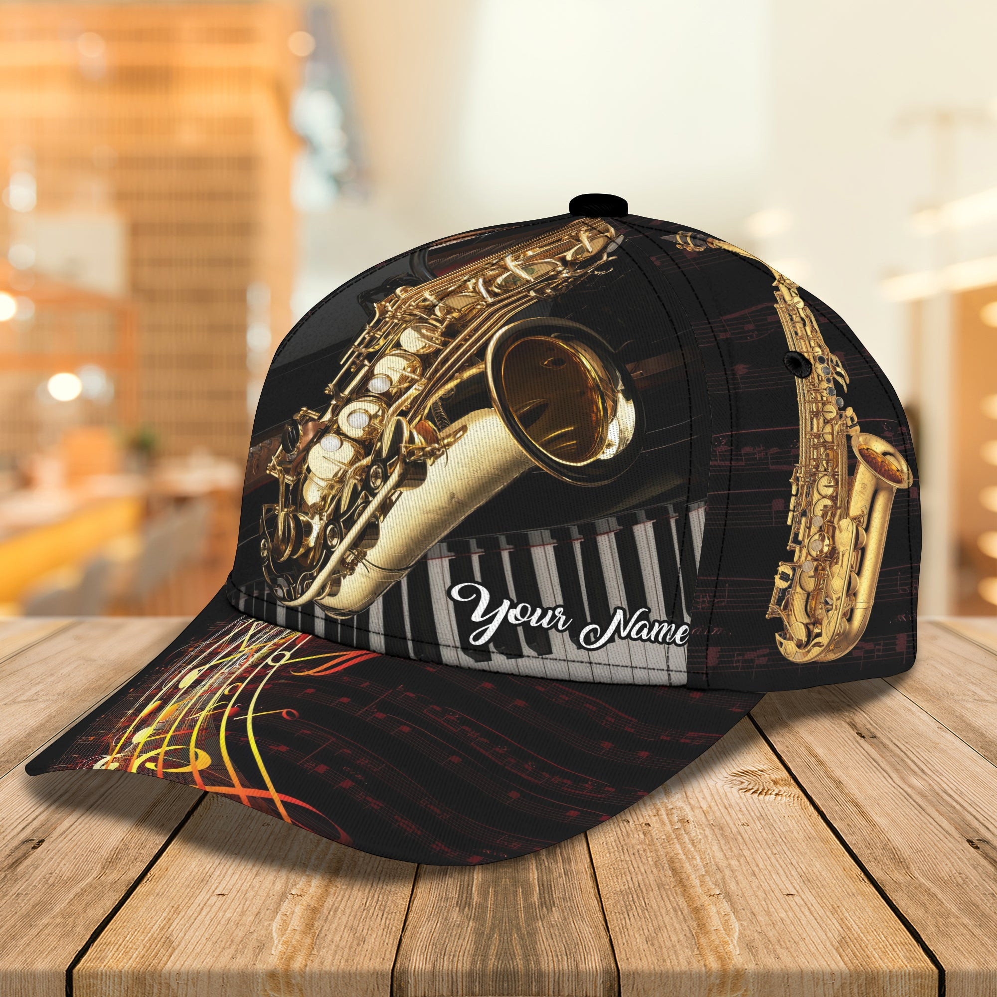 Custom Classic Saxophone Personalized Name Cap Trucker Hats Custom Hats Gifts For Men & Women