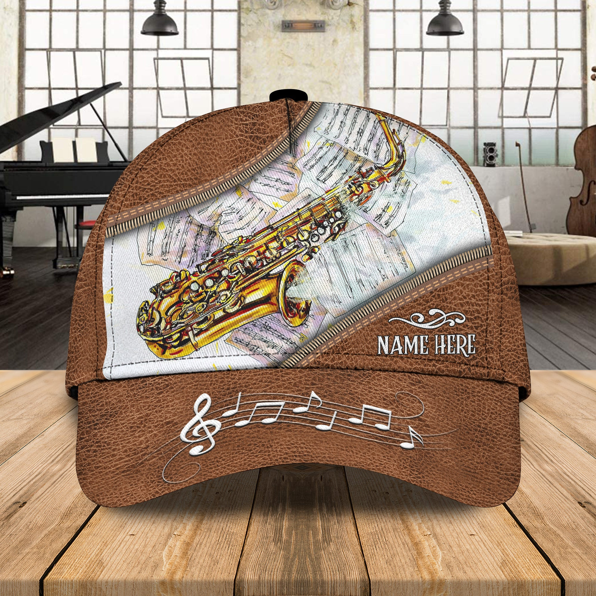 Custom Classic Saxophone Personalized Name Cap Trucker Hats Custom Hats Gifts For Men & Women