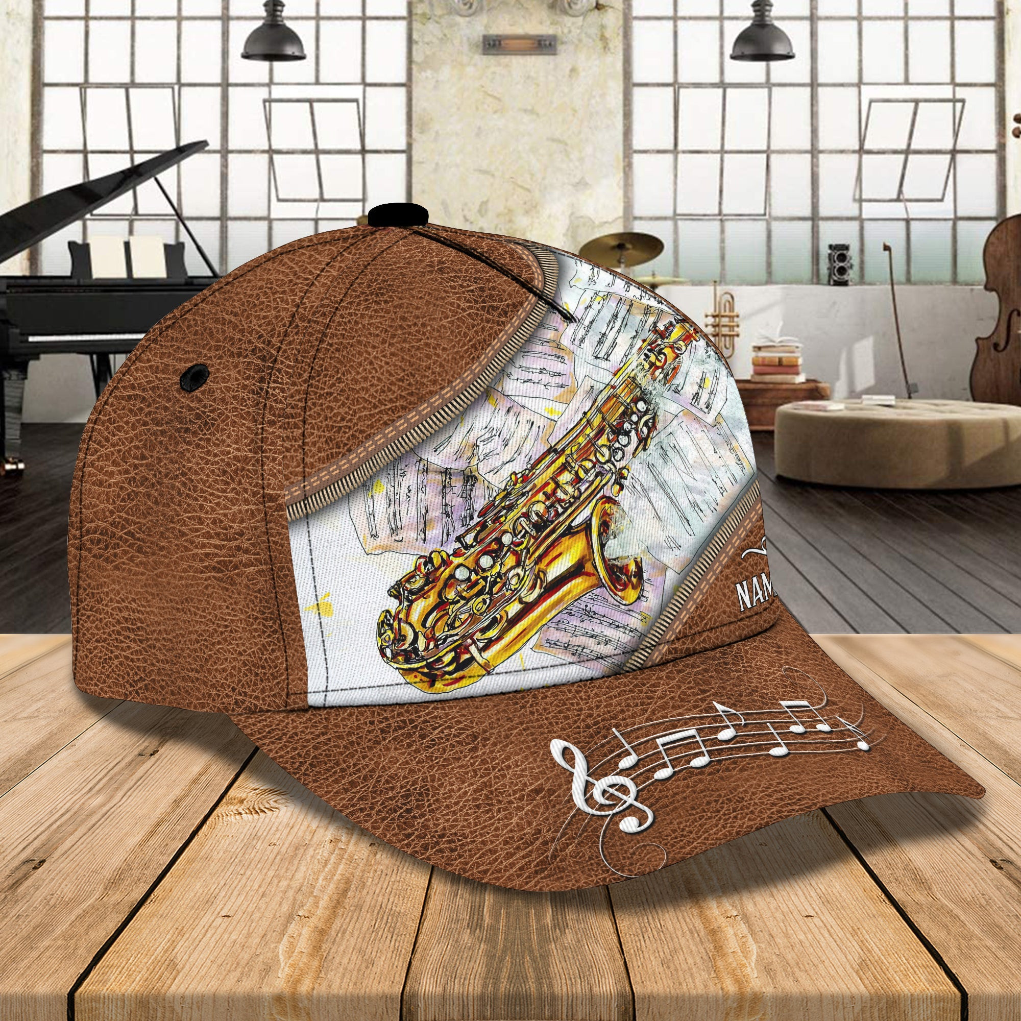 Custom Classic Saxophone Personalized Name Cap Trucker Hats Custom Hats Gifts For Men & Women