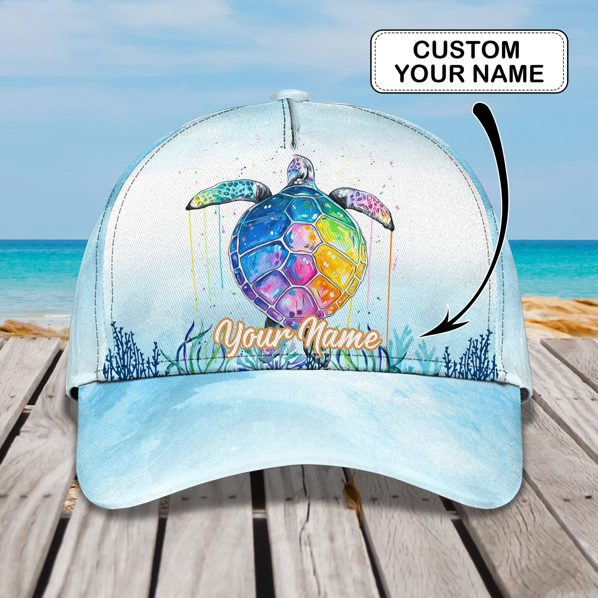 Custom Classic Sea Turtle Personalized Cap Trucker Hats Custom Hats Gifts For Men & Women
