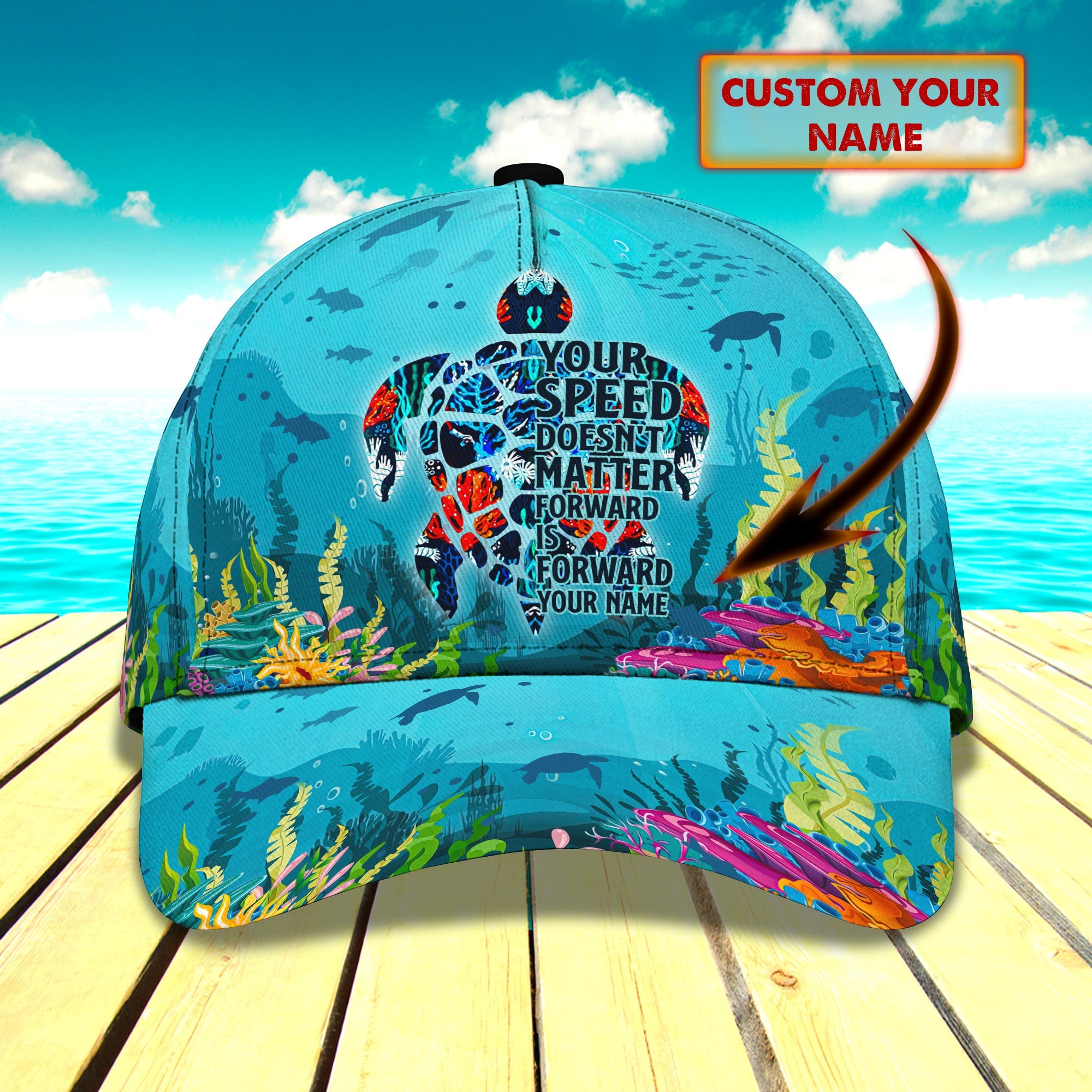 Custom Classic Sea Turtle Personalized Cap Trucker Hats Custom Hats Gifts For Men & Women