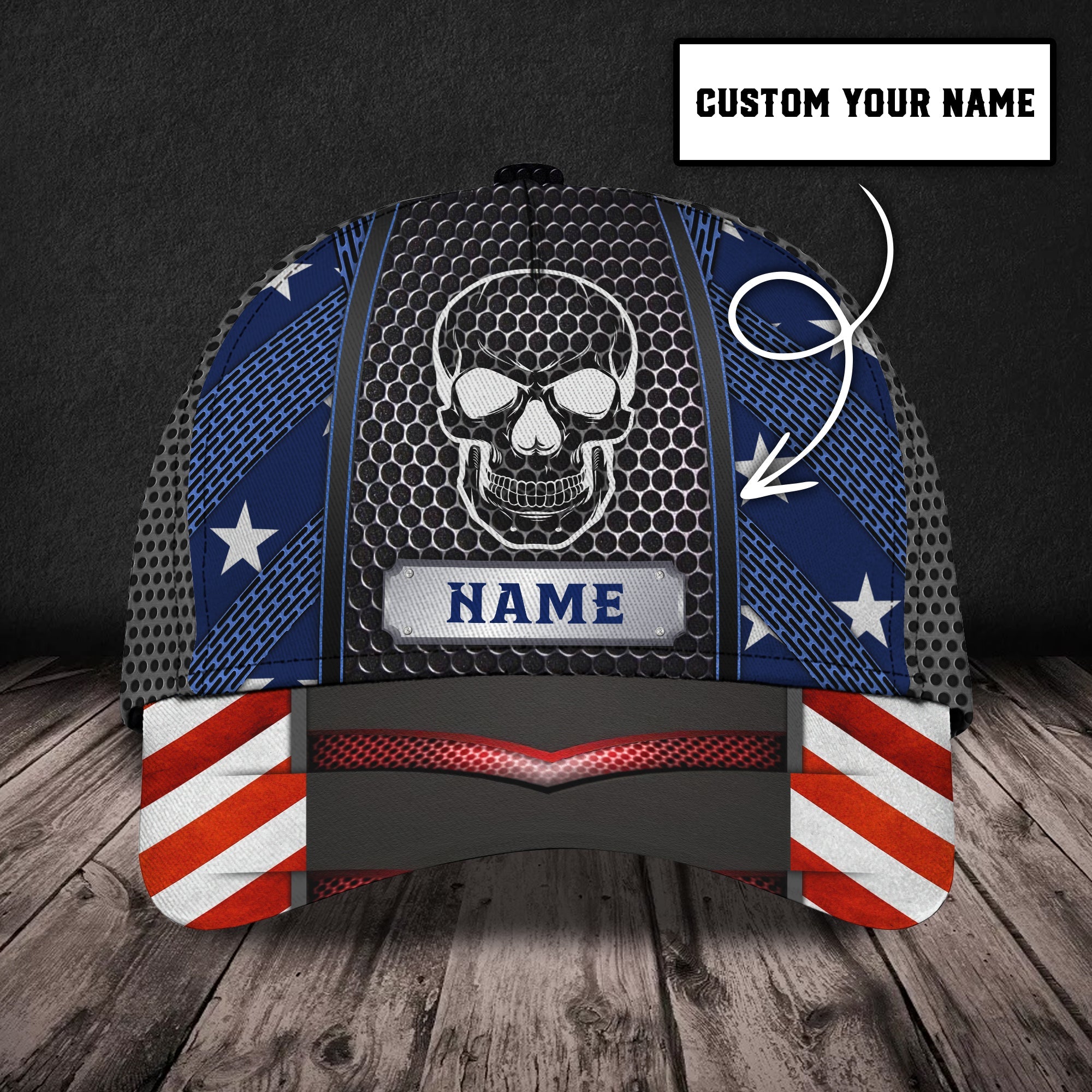Custom Classic Skull Cap - Personalized Name Trucker Hats Custom Hats Gifts For Men & Women
