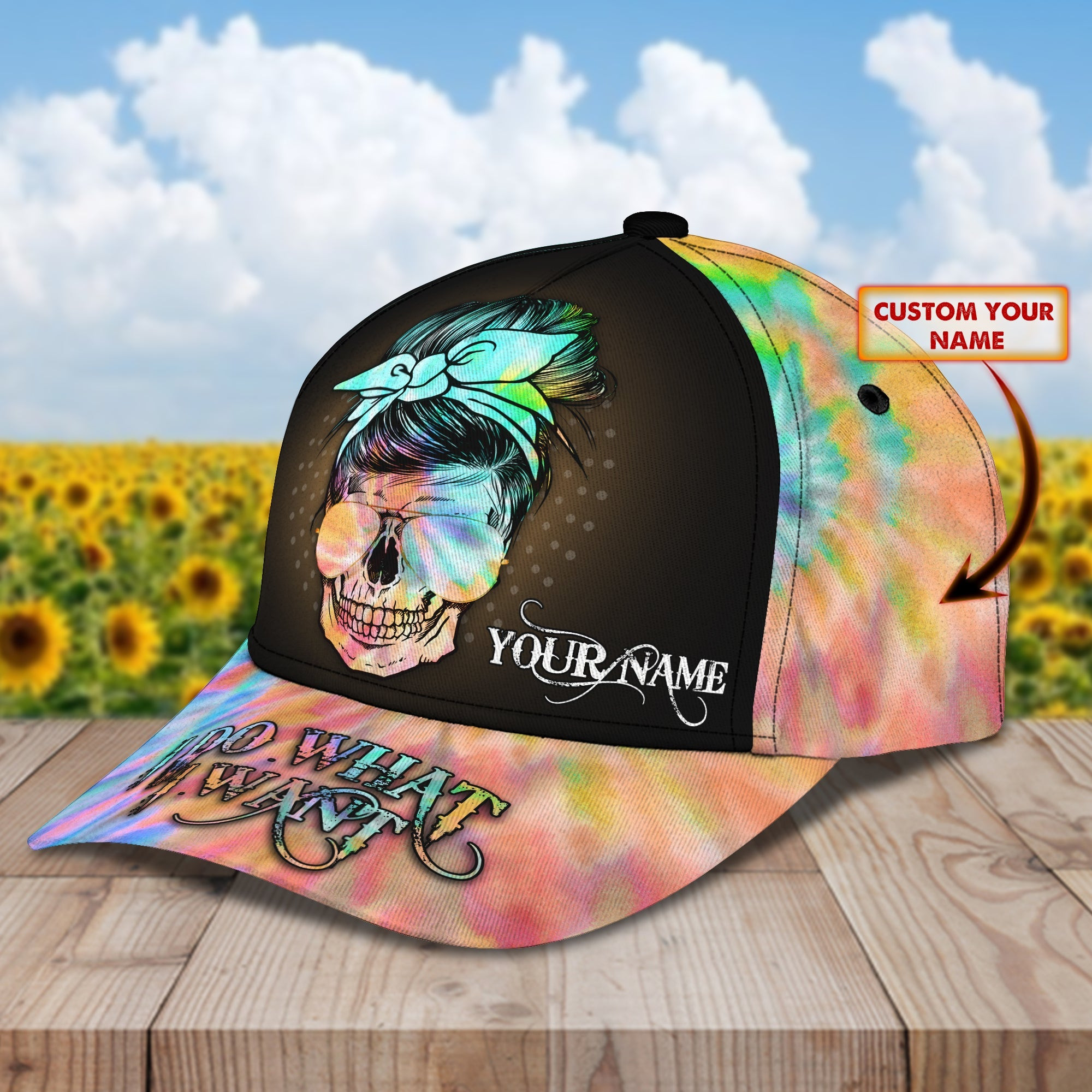 Custom Classic Skull Cap - Personalized Name  - Htl Trucker Hats Custom Hats Gifts For Men & Women
