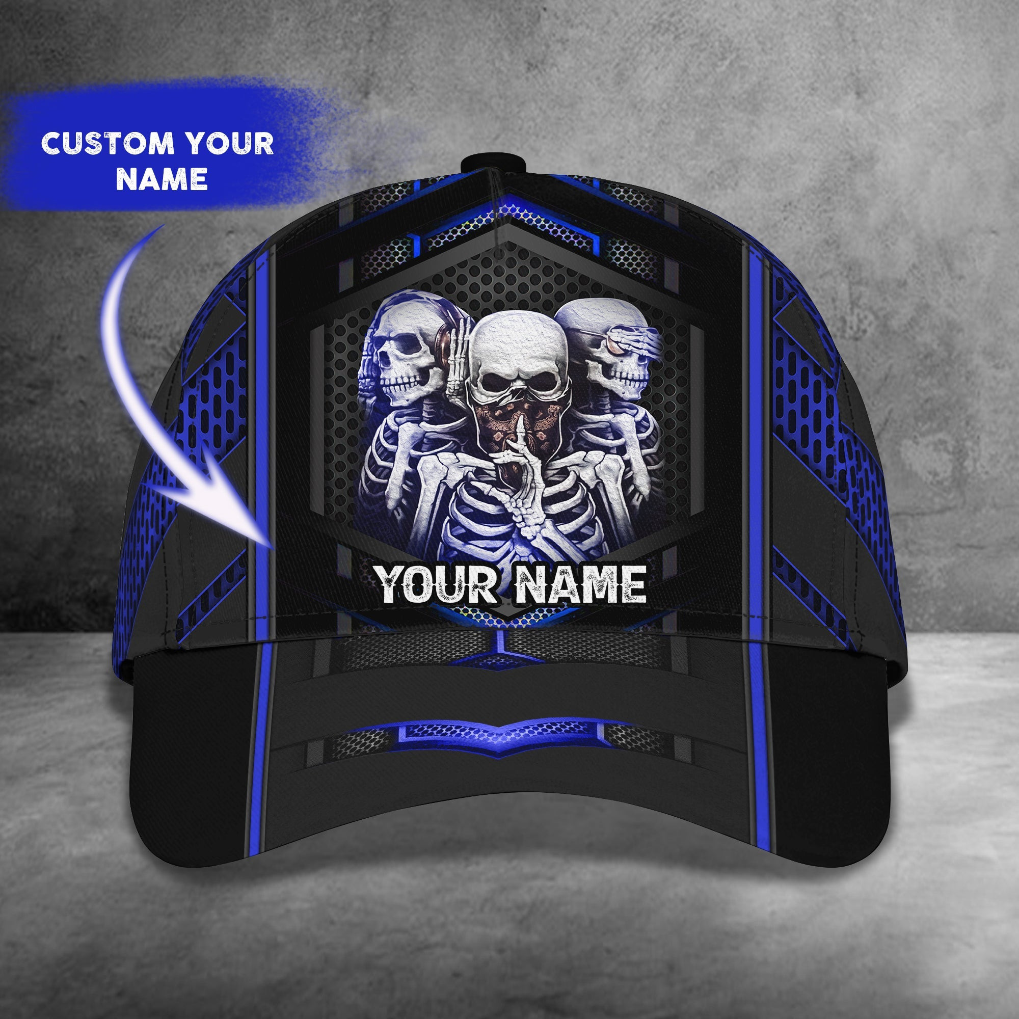 Custom Classic Skull Cap - Personalized Name  Option Trucker Hats Custom Hats Gifts For Men & Women