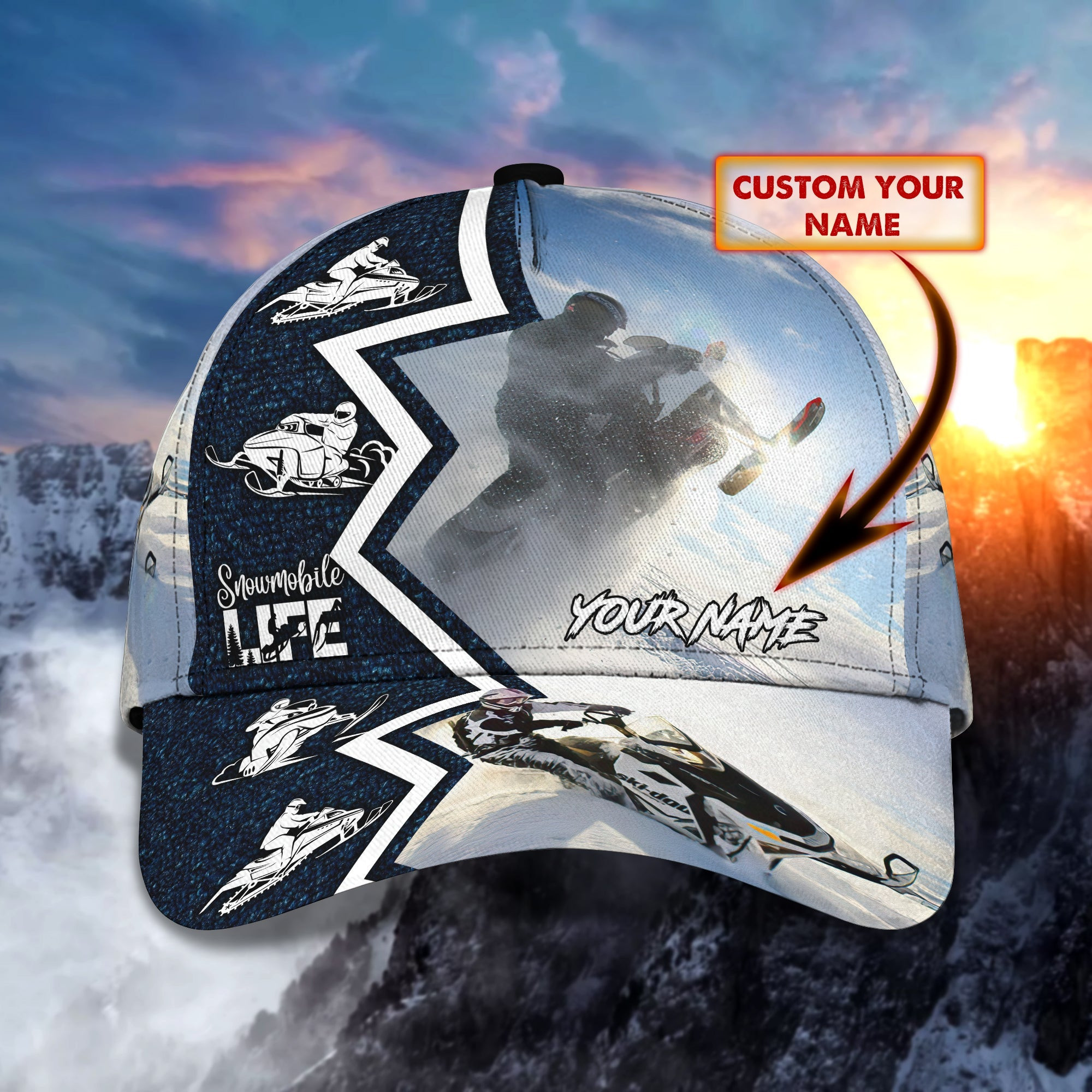 Custom Classic Snow Mobile Cap - Personalized Name  Hat Trucker Hats Custom Hats Gifts For Men & Women