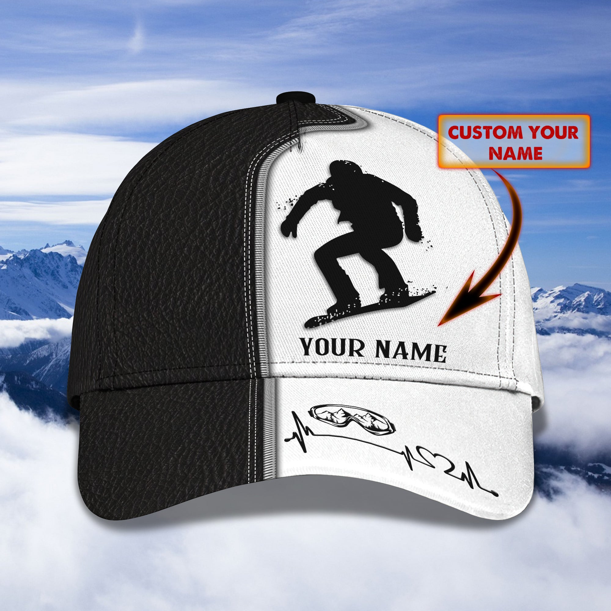 Custom Classic Snowboarding Cap - Personalized Name Option Trucker Hats Custom Hats Gifts For Men & Women