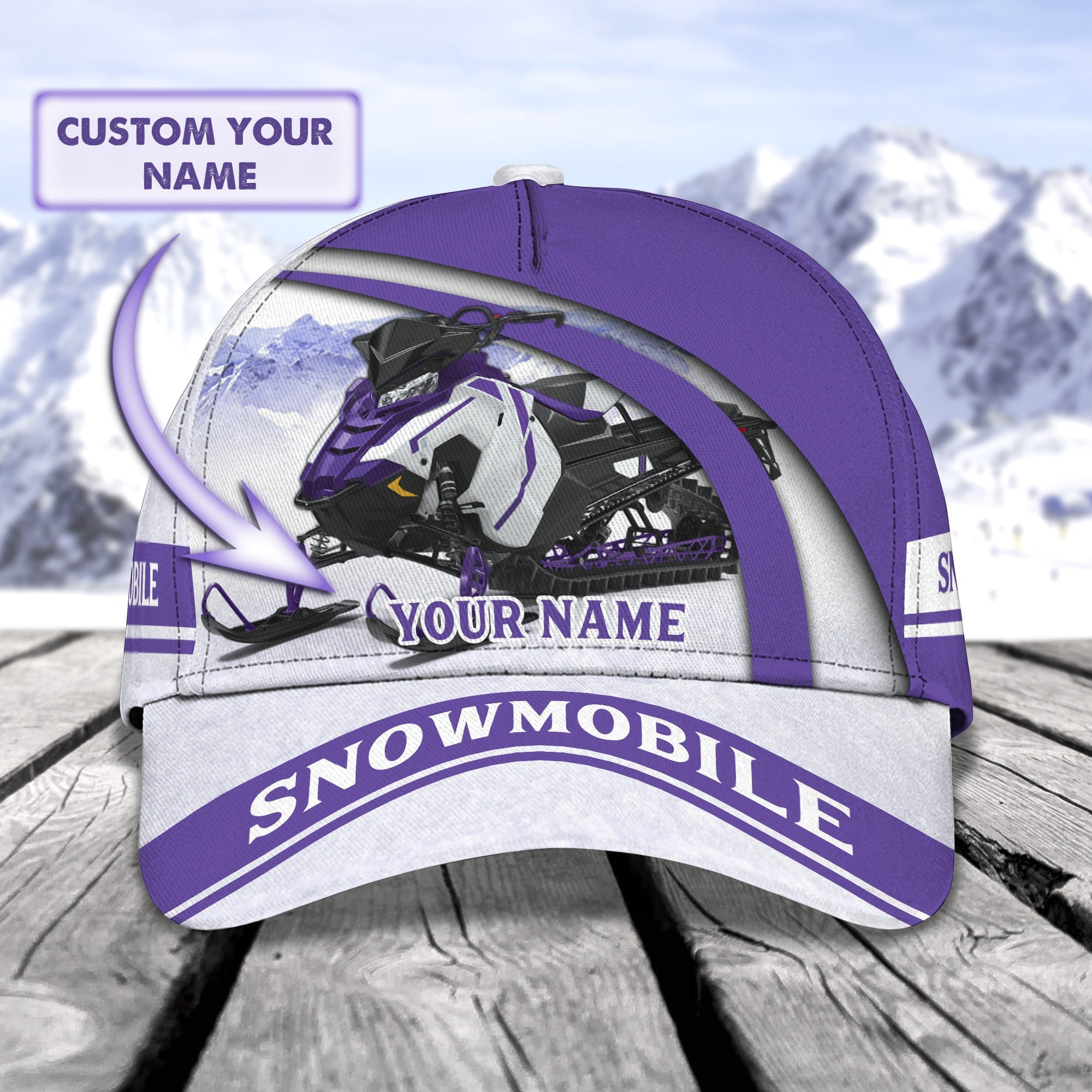 Custom Classic Snowmobile Cap - Personalized Name Trucker Hats Custom Hats Gifts For Men & Women