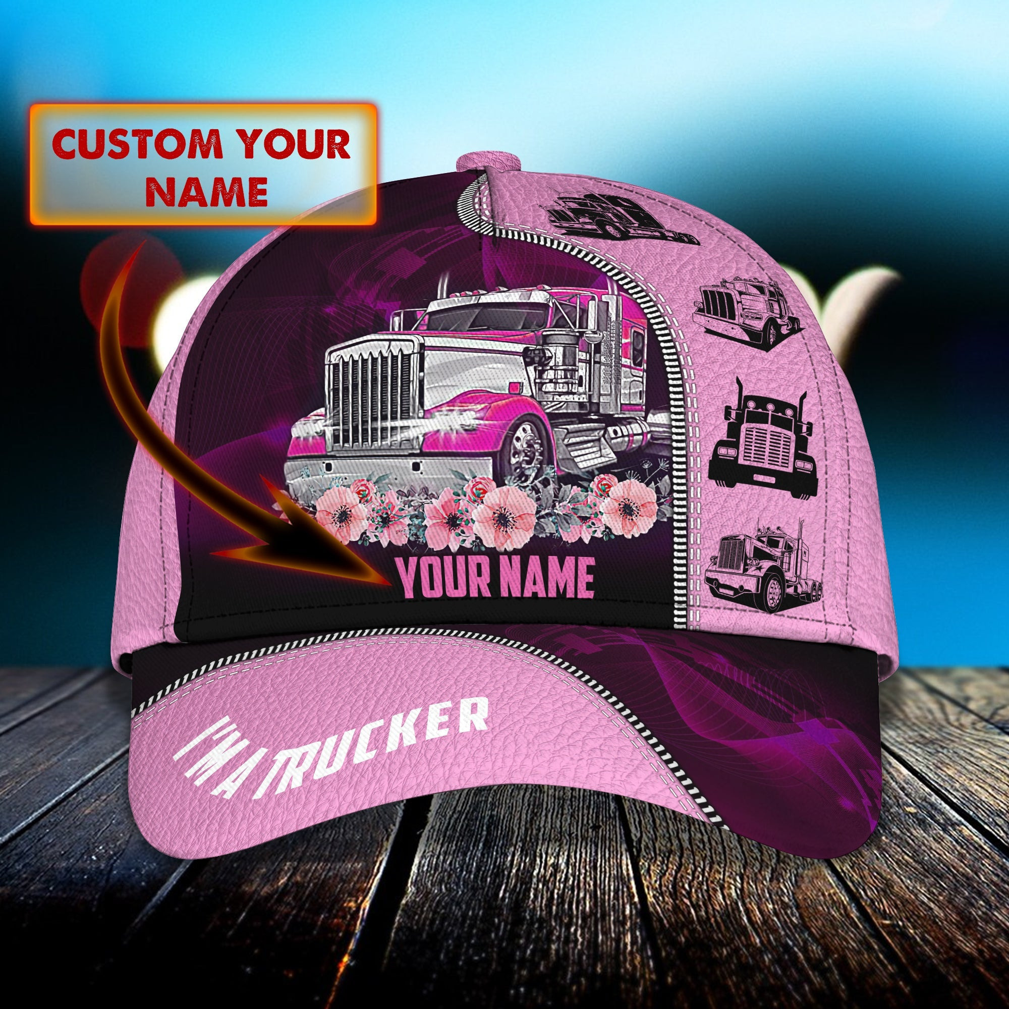 Custom Classic Trucker Girl Cap - Personalized Name Cap Trucker Hats Custom Hats Gifts For Men & Women