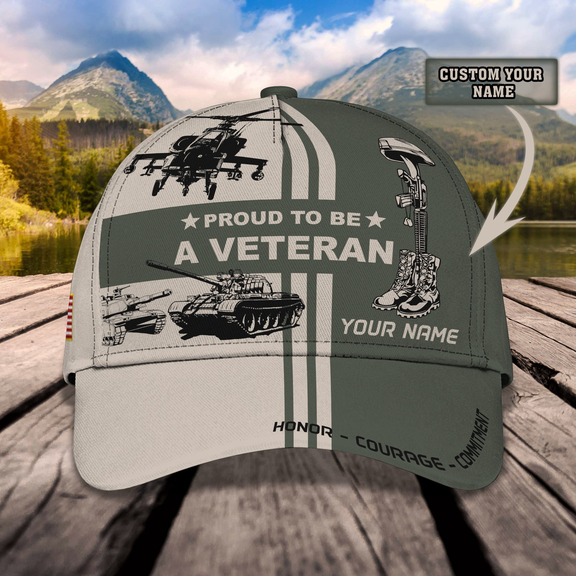 Custom Classic Veteran Cap - Personalized Name Cap Trucker Hats Custom Hats Gifts For Men & Women