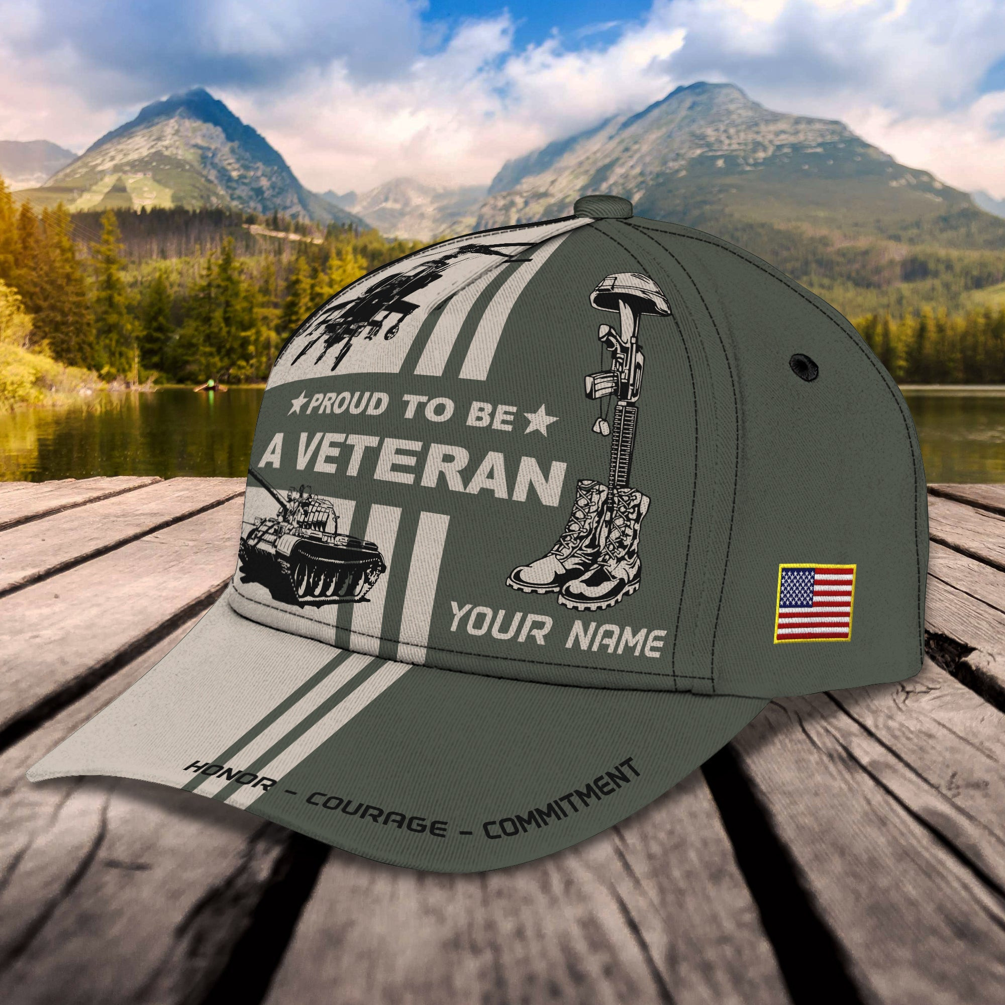 Custom Classic Veteran Cap - Personalized Name Cap Trucker Hats Custom Hats Gifts For Men & Women