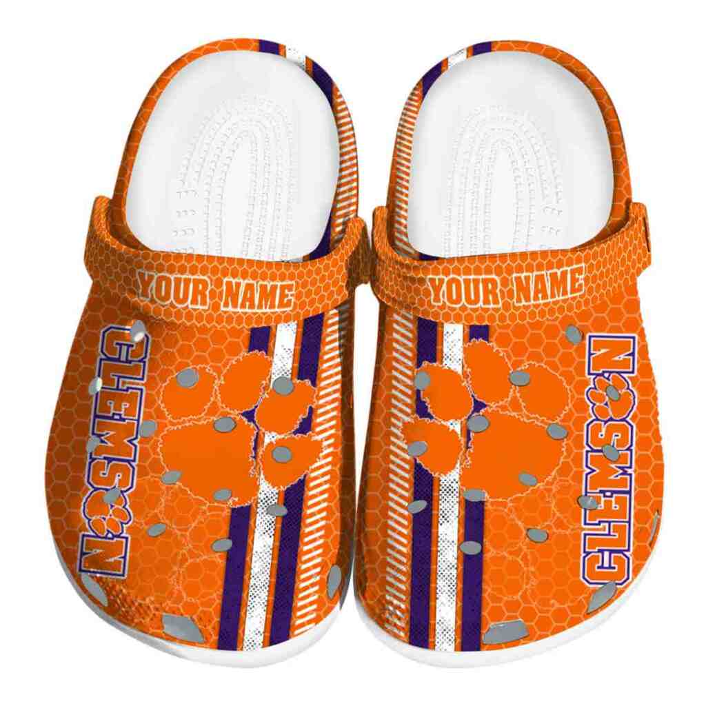 Custom Clemson Tigers Contrasting Stripes ClogTVC180101