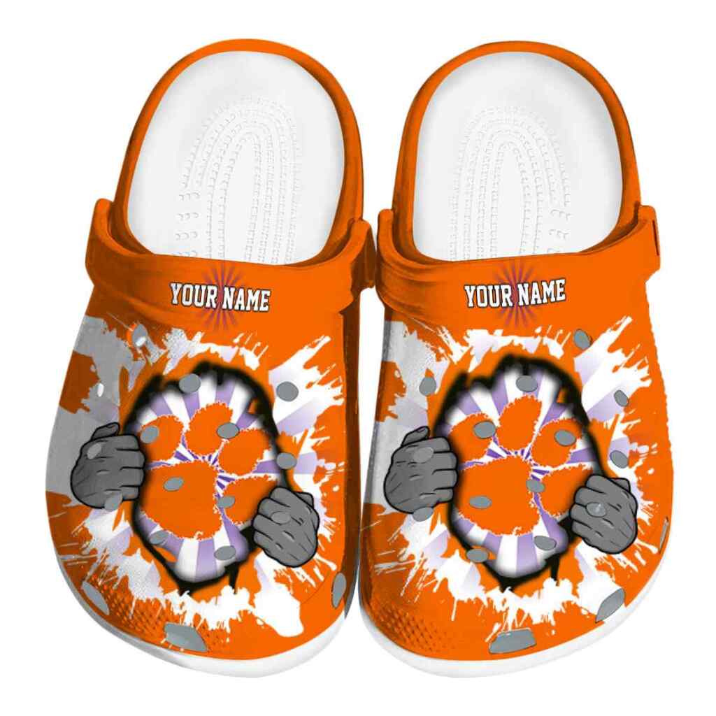 Custom Clemson Tigers Gripping Hand ClogTVC180102