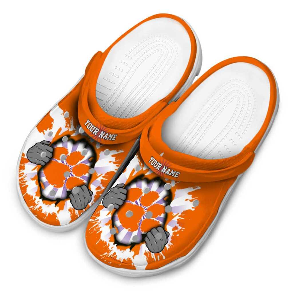 Custom Clemson Tigers Gripping Hand ClogTVC180102 - Image 4
