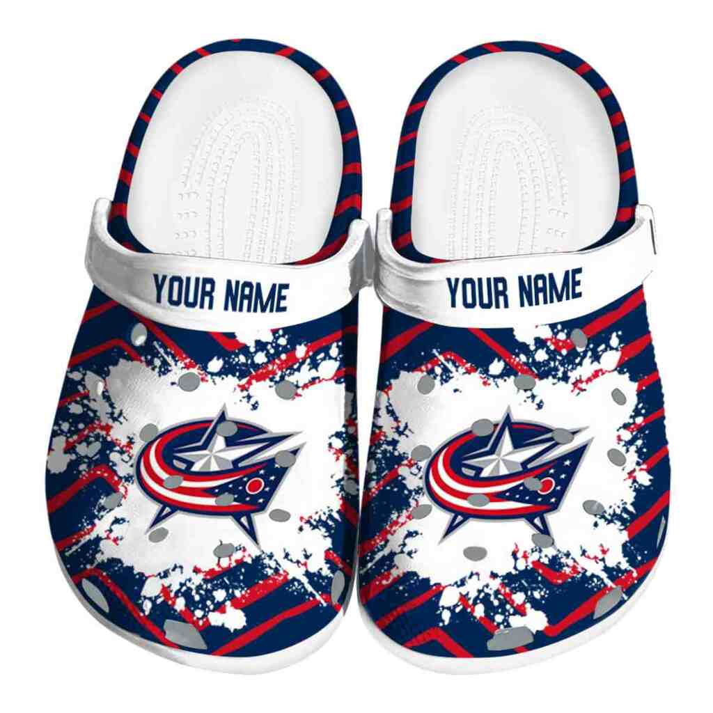 Custom Columbus Blue Jackets Zigzag Paint Burst ClogTVC1801864