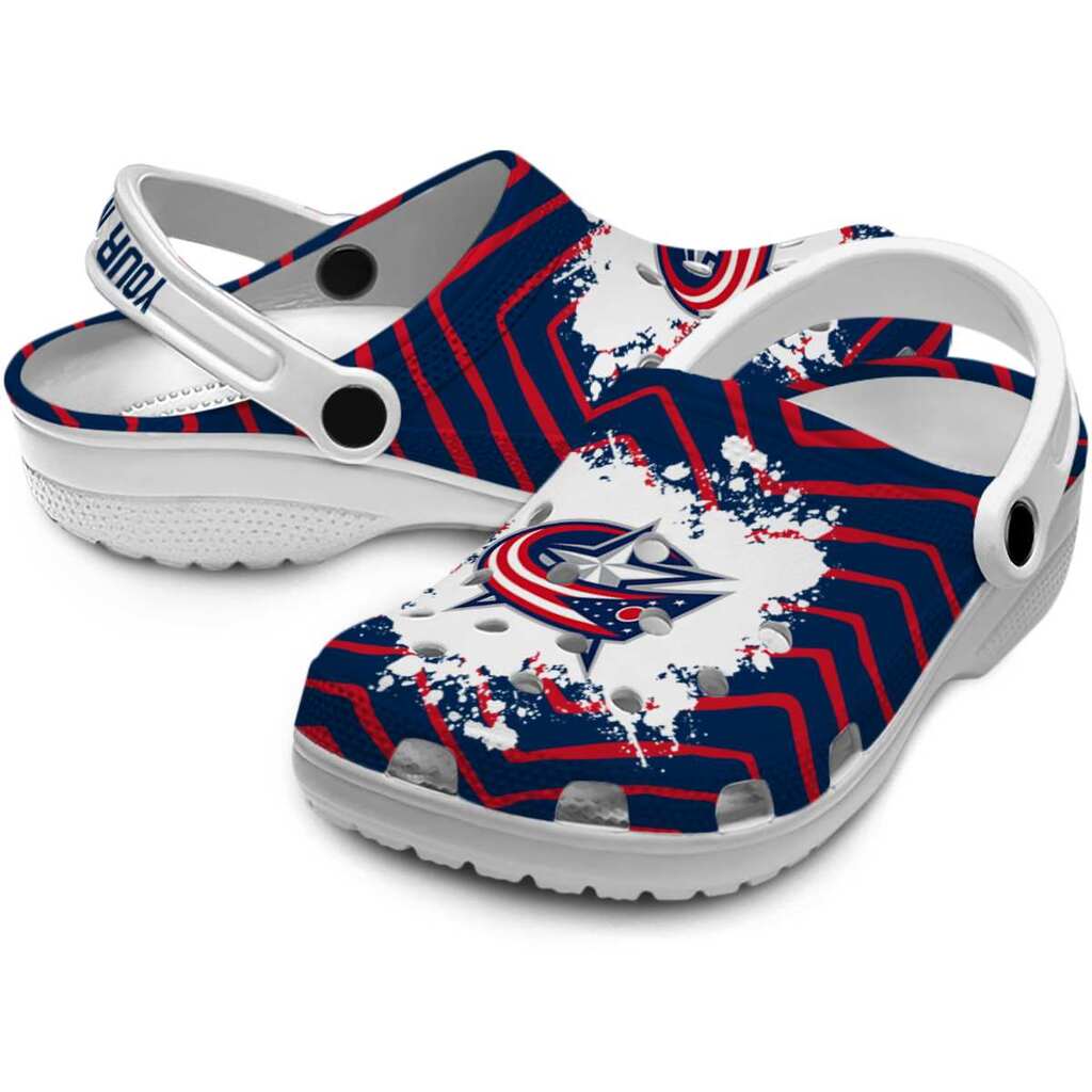 Custom Columbus Blue Jackets Zigzag Paint Burst ClogTVC1801864 - Image 3