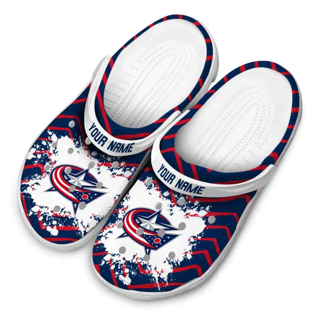 Custom Columbus Blue Jackets Zigzag Paint Burst ClogTVC1801864 - Image 4