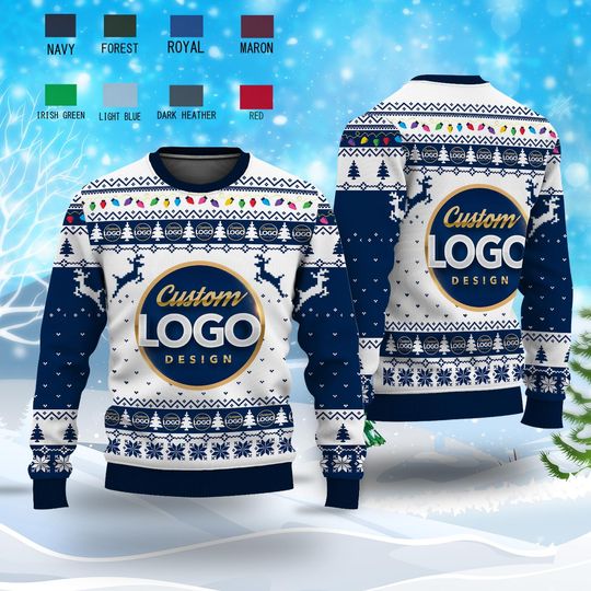 Custom Company Logo Image Reindeer Xmas Sweatshirt, Christmas Gift For Men Women Kid - Image 8