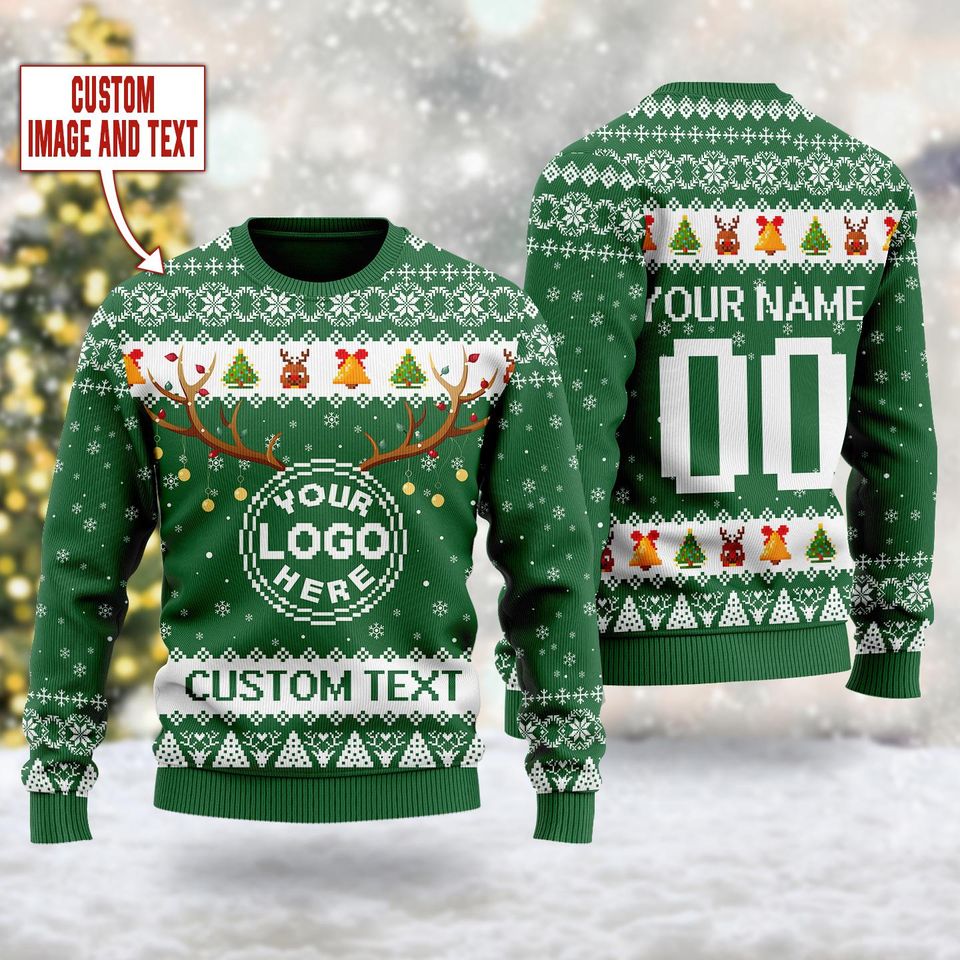 Custom Company Logo Ugly Christmas Sweater, Custom Logo Team