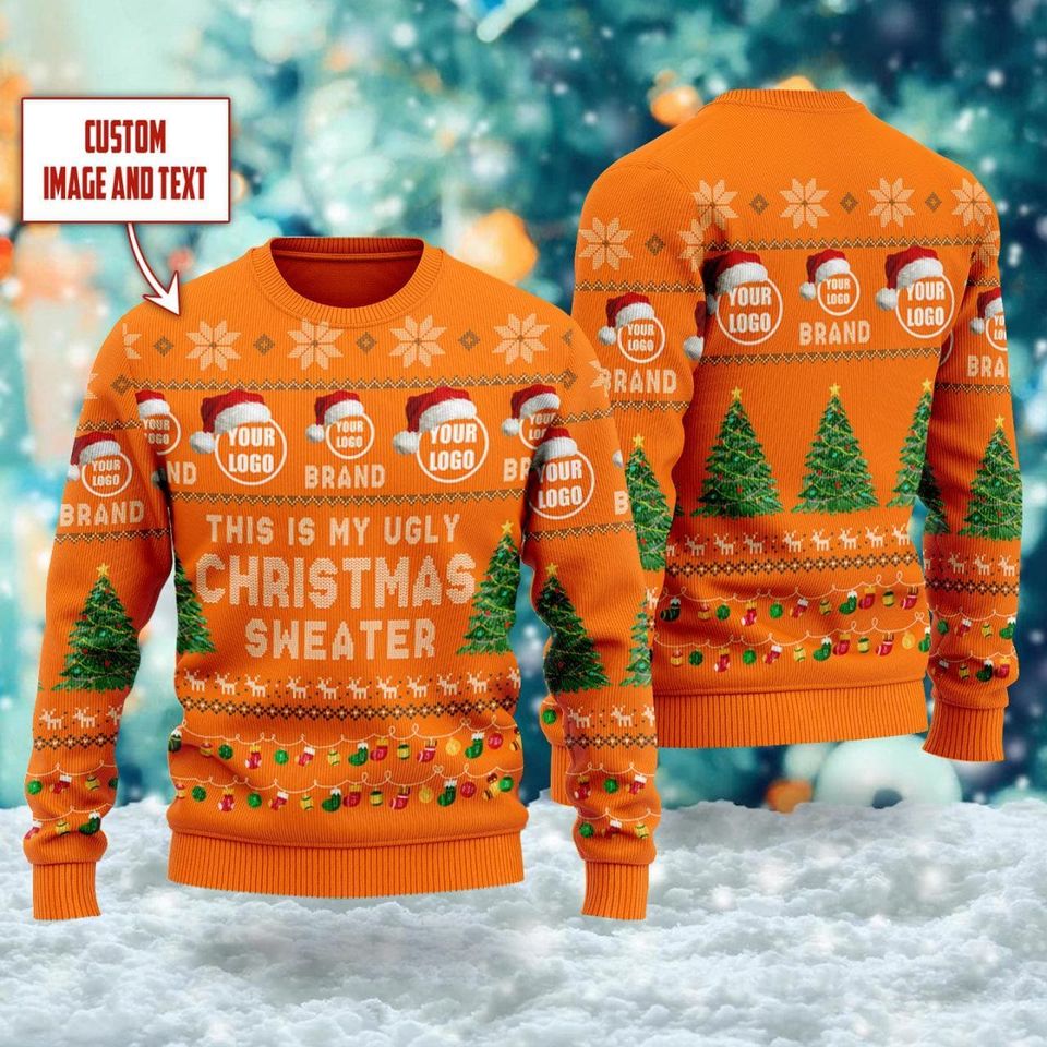 Custom Company Logo Ugly Christmas Sweater, Personalized Logo Team Xmas Holiday - Image 5