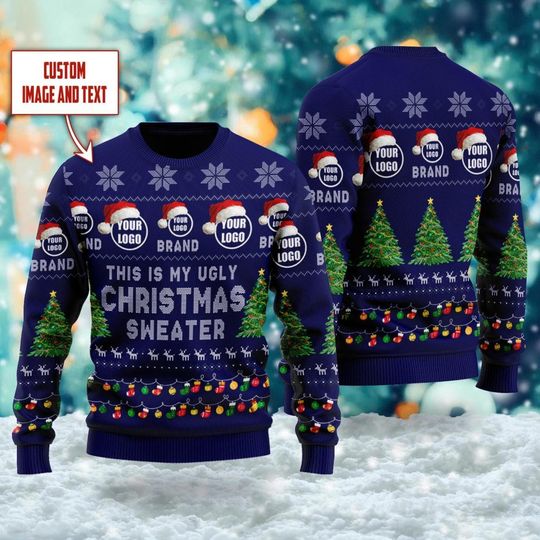 Custom Company Logo Ugly Christmas Sweater, Personalized Logo Team Xmas Holiday - Image 10