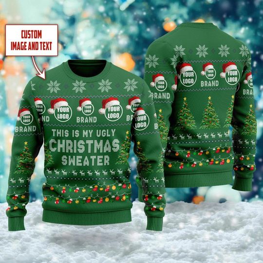 Custom Company Logo Ugly Christmas Sweater, Personalized Logo Team Xmas Holiday - Image 12
