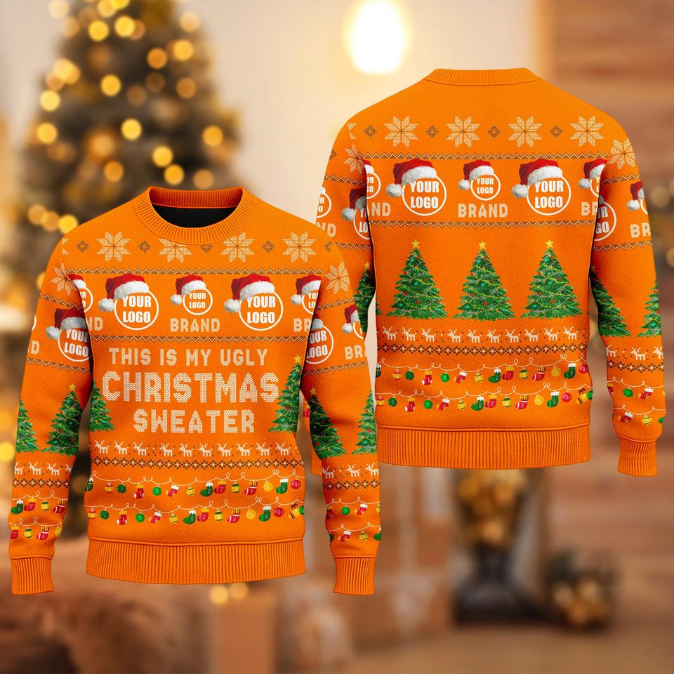 Custom Company Logo Ugly Christmas Sweater, Personalized Logo Team Xmas Sweatshirt - Image 6