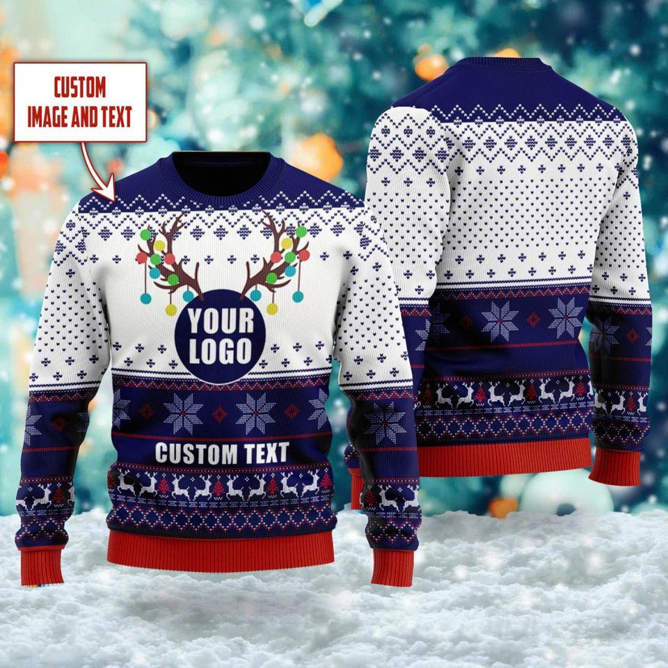 Custom Company Logo Ugly Christmas Sweater, Personalized Logo Xmas