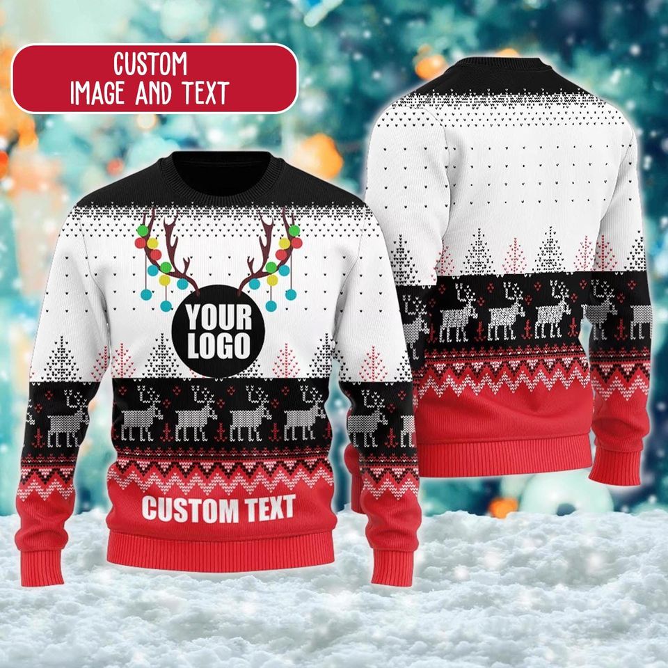 Custom Company Logo Ugly Christmas Sweater, Personalized Logo Xmas