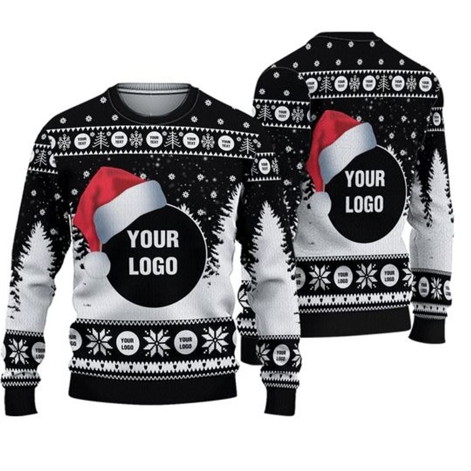 Custom Company Logo Ugly Christmas Sweater, Personalized Logo Xmas