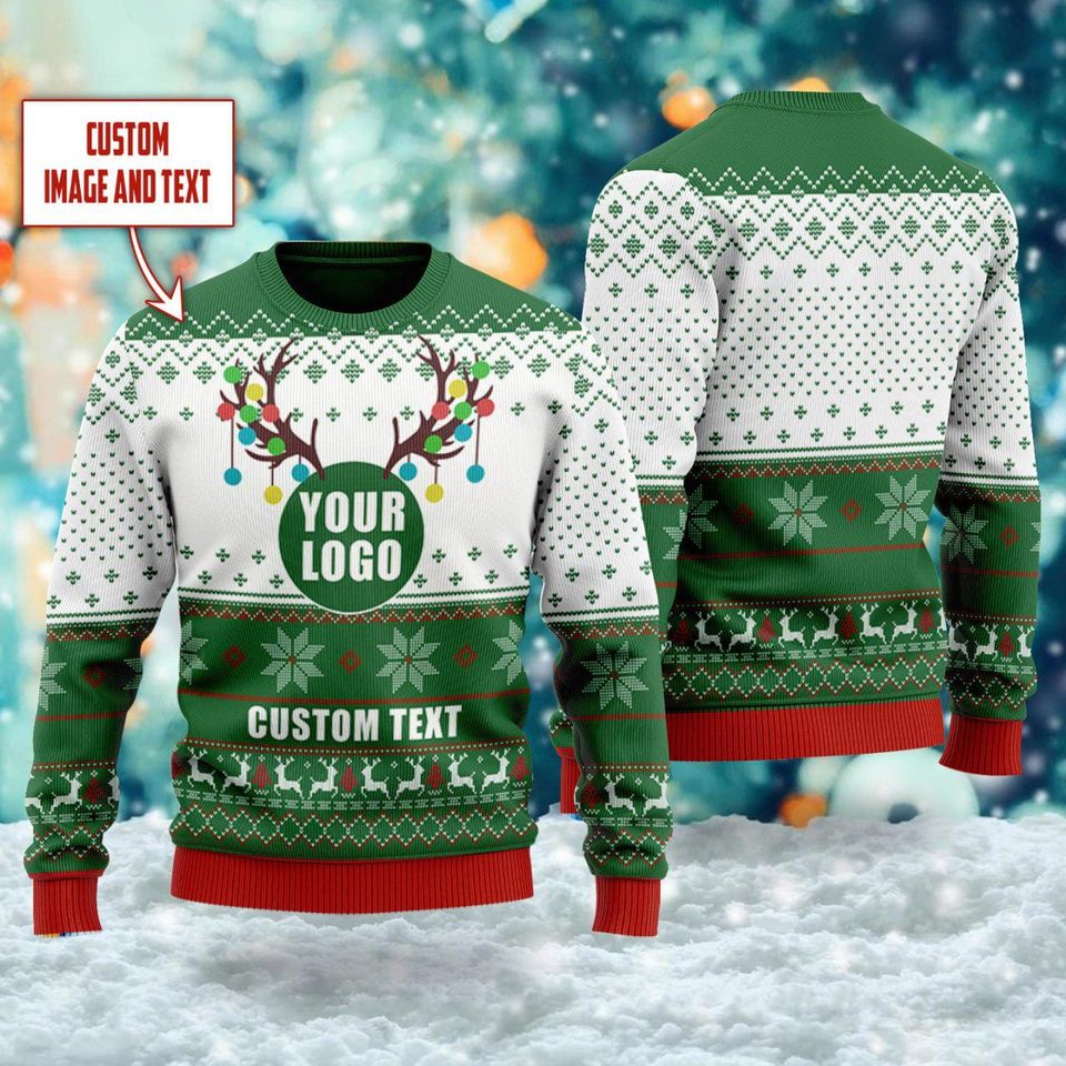 Custom Company Logo Ugly Christmas Sweater, Personalized Logo Xmas