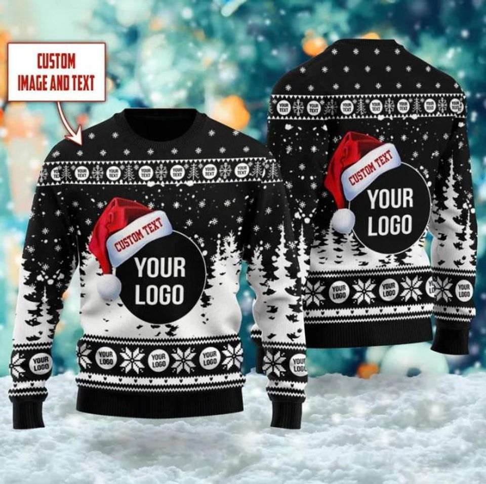 Custom Company Logo Ugly Christmas Sweater, Personalized Logo Xmas Sweatshirt
