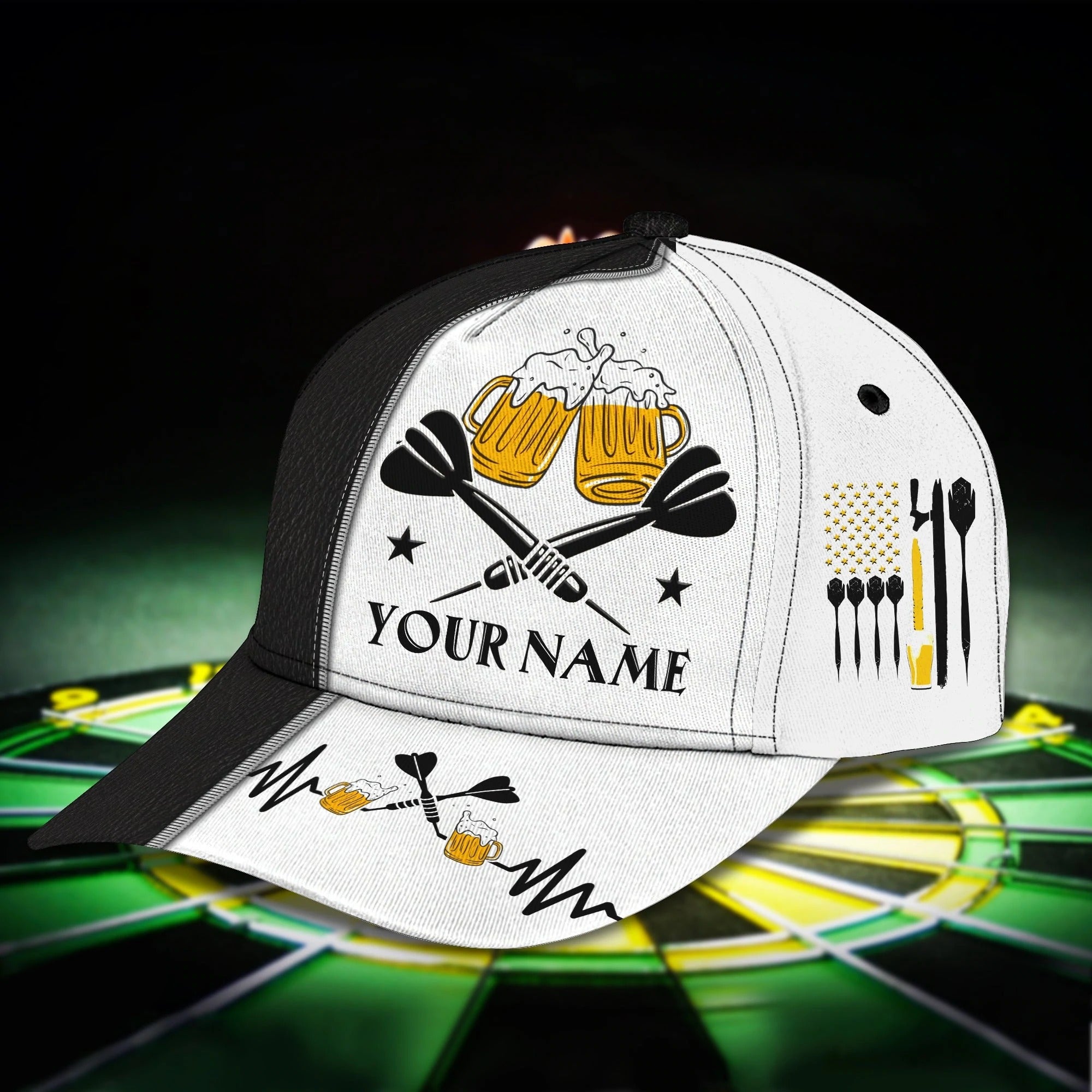 Custom Cool Dart Cap For Dart Boy Girl, Dart And Beer Baseball 3D Cap Hat, To Husband Darter Cap Hat Trucker Hats Custom Hats Gifts For Men & Women