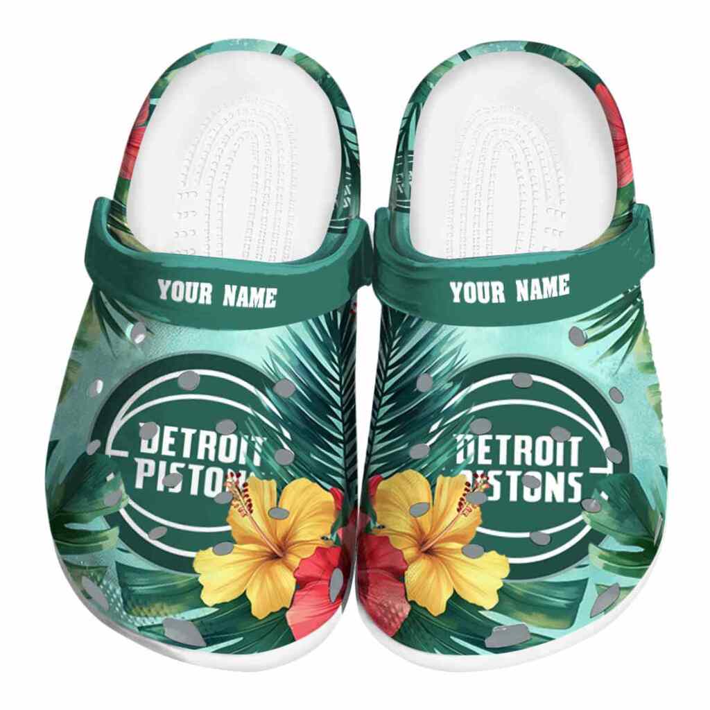 Custom Detroit Pistons Tropical Vibes ClogTVC1801684