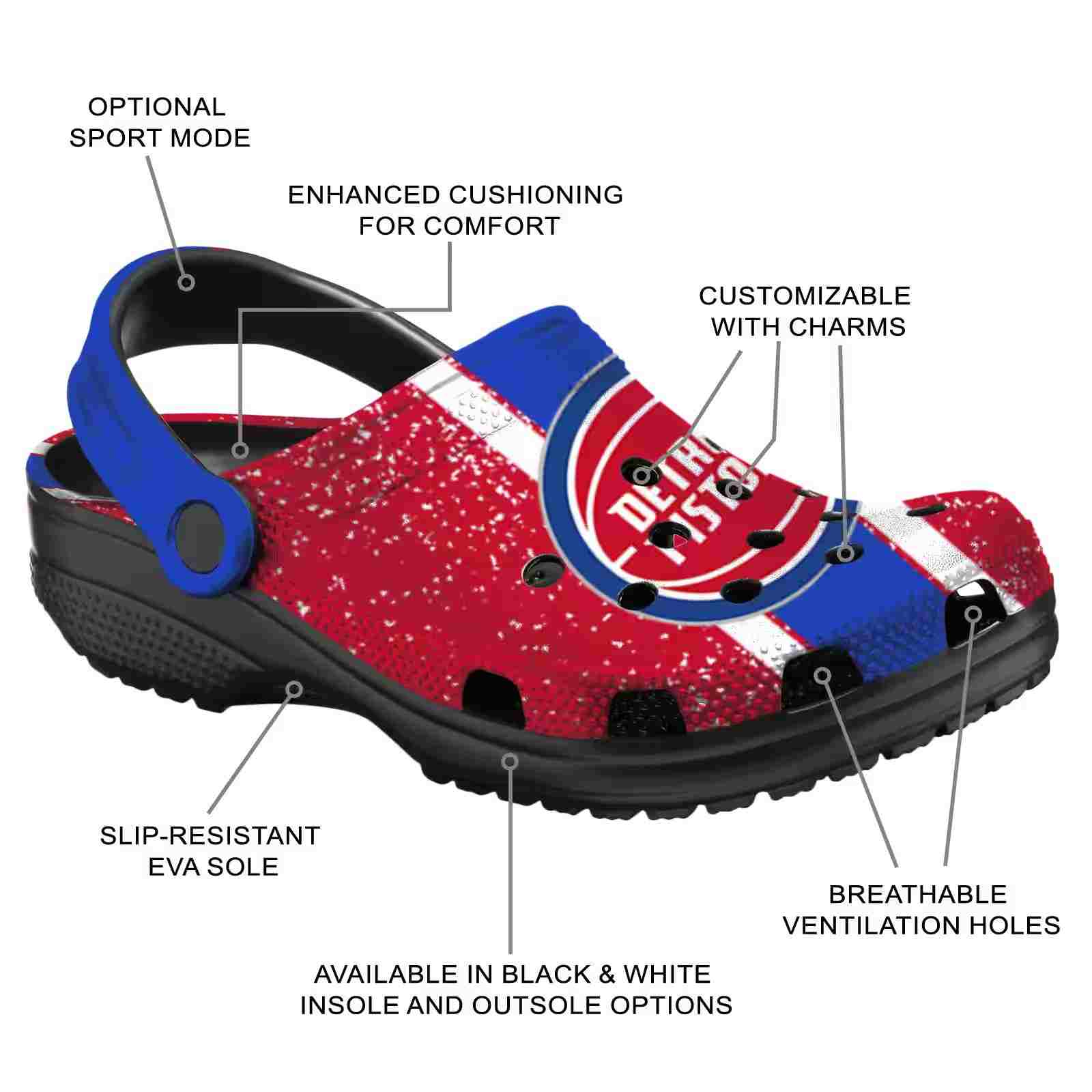 Custom Detroit Pistons Vertical Stripes ClogTVC1801684 - Image 5