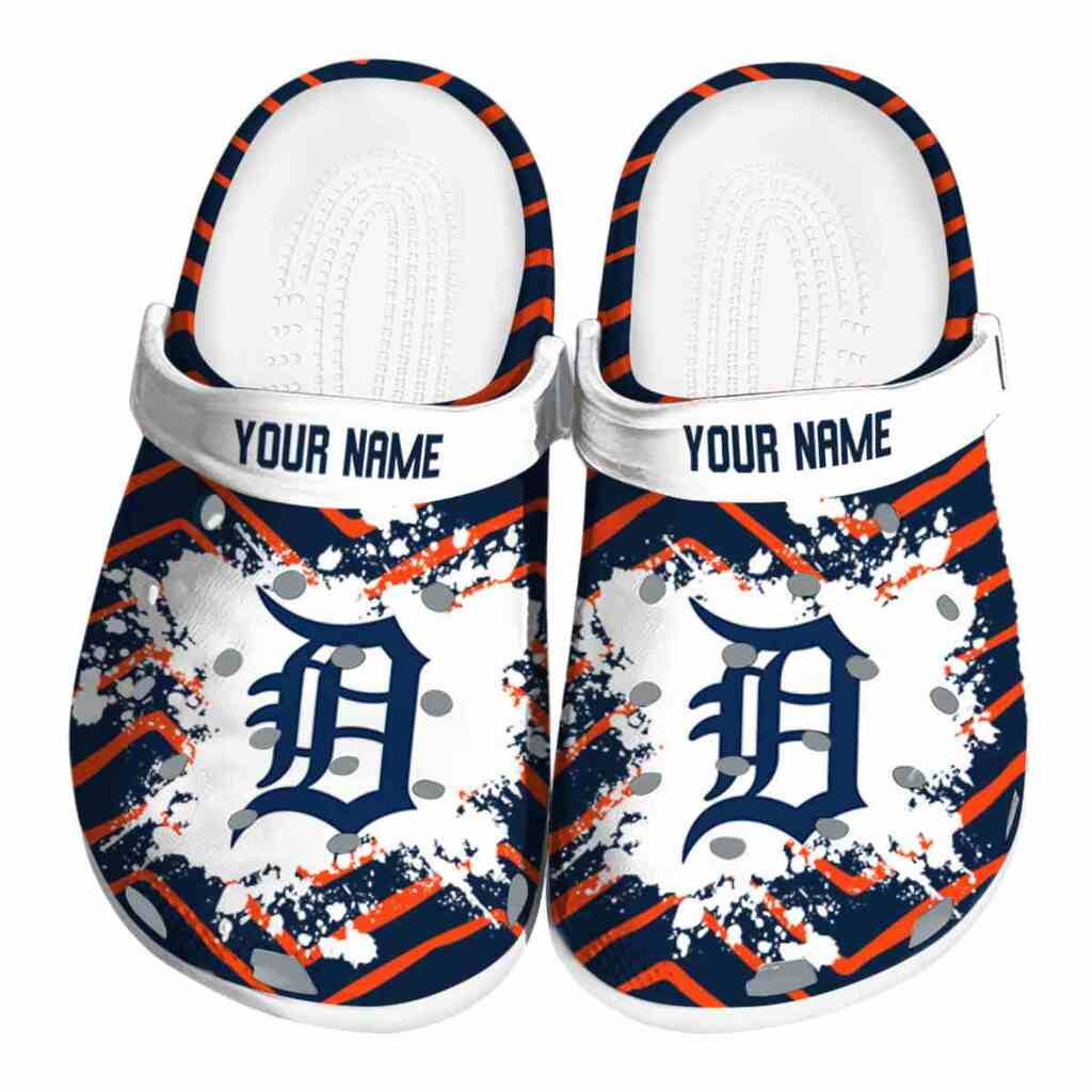 Custom Detroit Tigers Zigzag Paint Burst ClogTVC1801989