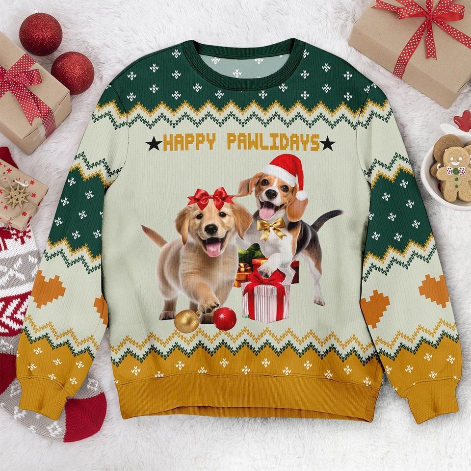 Custom Dog & Cat Photo Ugly Christmas Sweater, Personalized Custom Dog Photo Ugly Sweater, Funny Christmas Gift