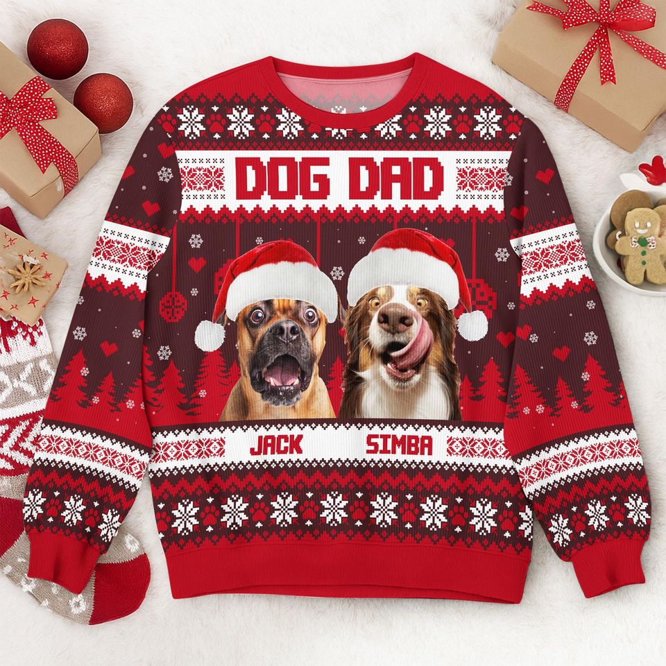 Custom Dog & Cat Photo Ugly Christmas Sweater, Personalized Custom Dog Photo Ugly Sweater, Funny Christmas Gift For Pet Owners, Pet Lovers