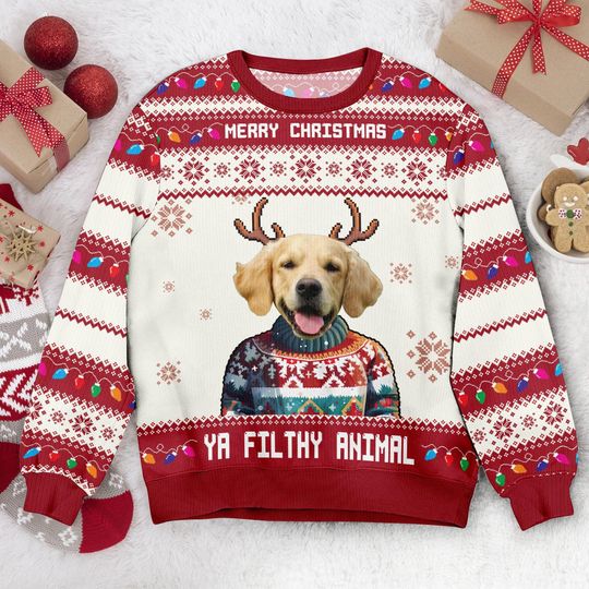 Custom Dog & Cat Photo Ugly Christmas Sweater, Personalized Custom Dog Photo Ugly Sweater, Funny Christmas Gifts - Image 9