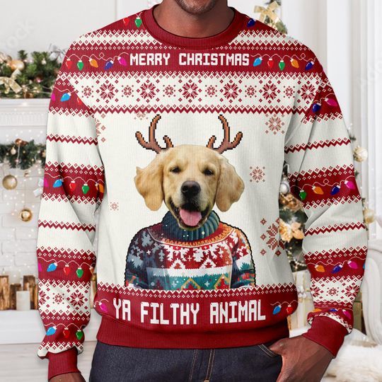 Custom Dog & Cat Photo Ugly Christmas Sweater, Personalized Custom Dog Photo Ugly Sweater, Funny Christmas Gifts - Image 11
