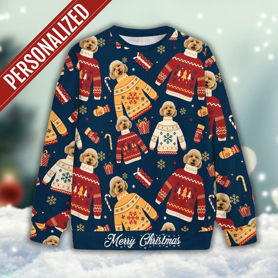 Custom Dog Christmas Sweater, Personalized Sweater For Pet Lover, Custom Dog Sweater